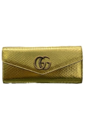 Gucci Gold Snakeskin GG Broadway Clutch-Clutch-Gucci-The Closet Egypt
