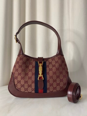 Gucci Burgundy GG Supreme Jackie 1961 Small Shoulder Bag-handbag-Gucci-The Closet Egypt