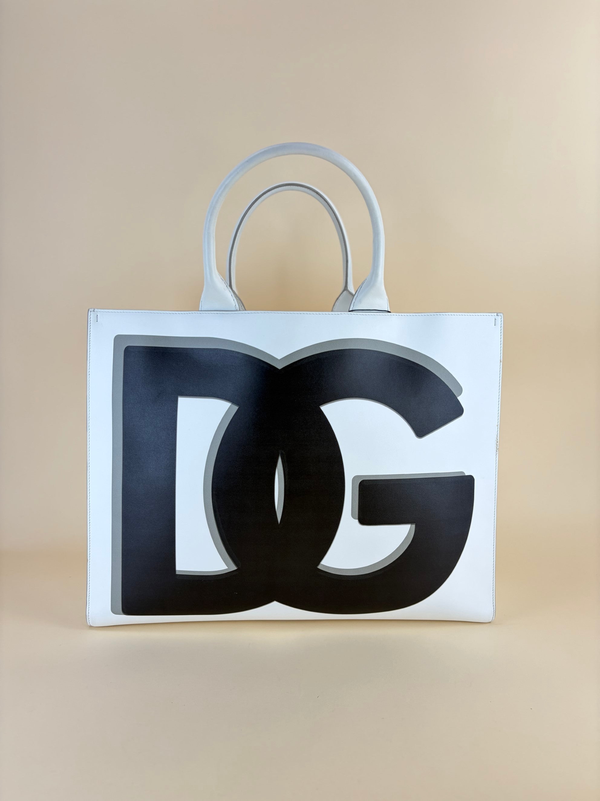 Dolce & Gabbana White DG Logo Daily Shopper Tote Bag