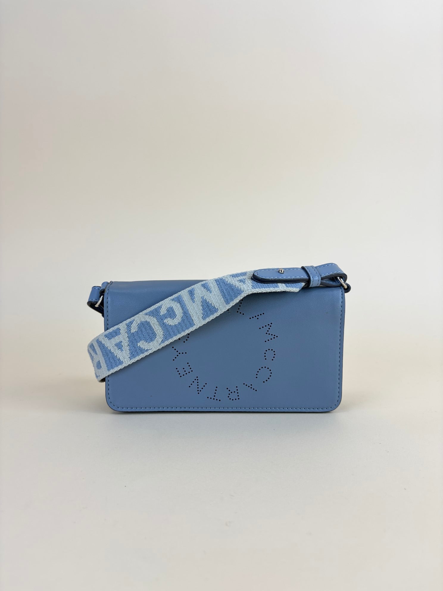 stella McCartney sky blue leather mini logo cross body