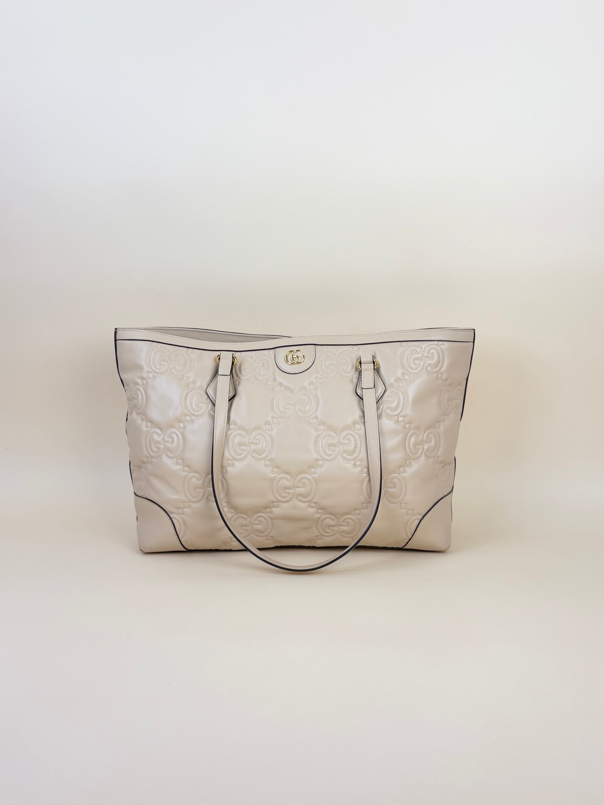 Gucci Beige Embossed Matelasse Medium GG Tote Bag