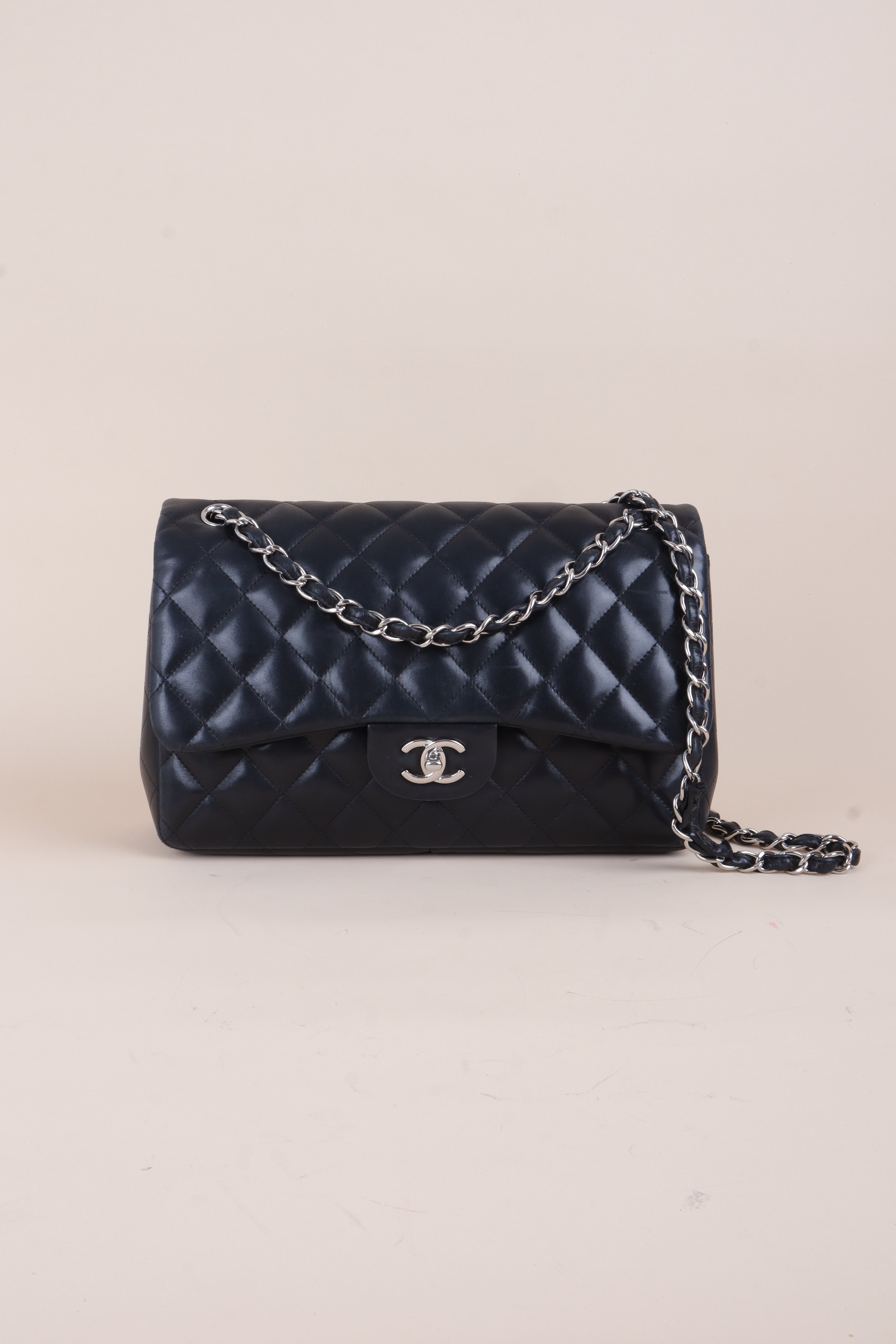 Chanel Black Classic Jumbo Double Flap Shoulder Bag