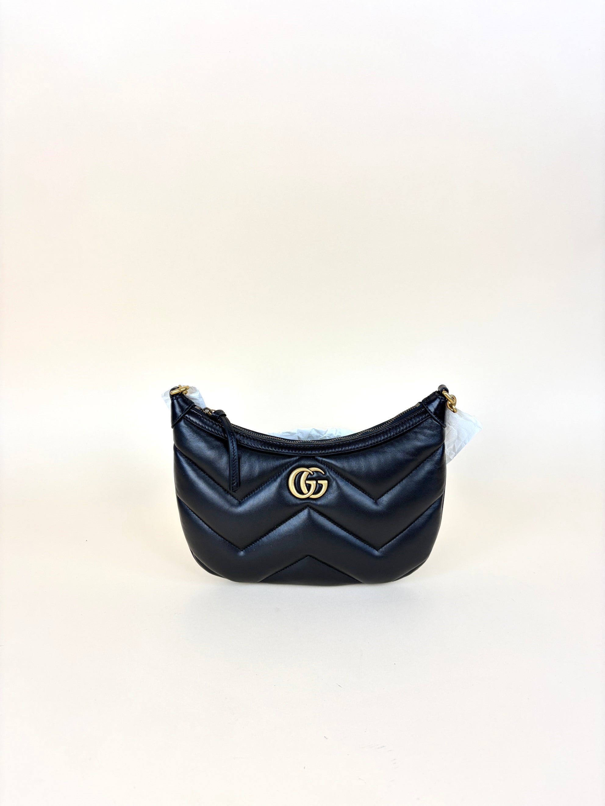 Gucci black quilted leather gg Marmont small shoulder bag