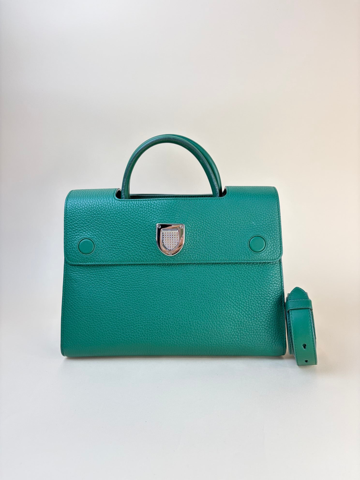 Christian Dior Green Diorever Medium Top Handle Bag with Strap