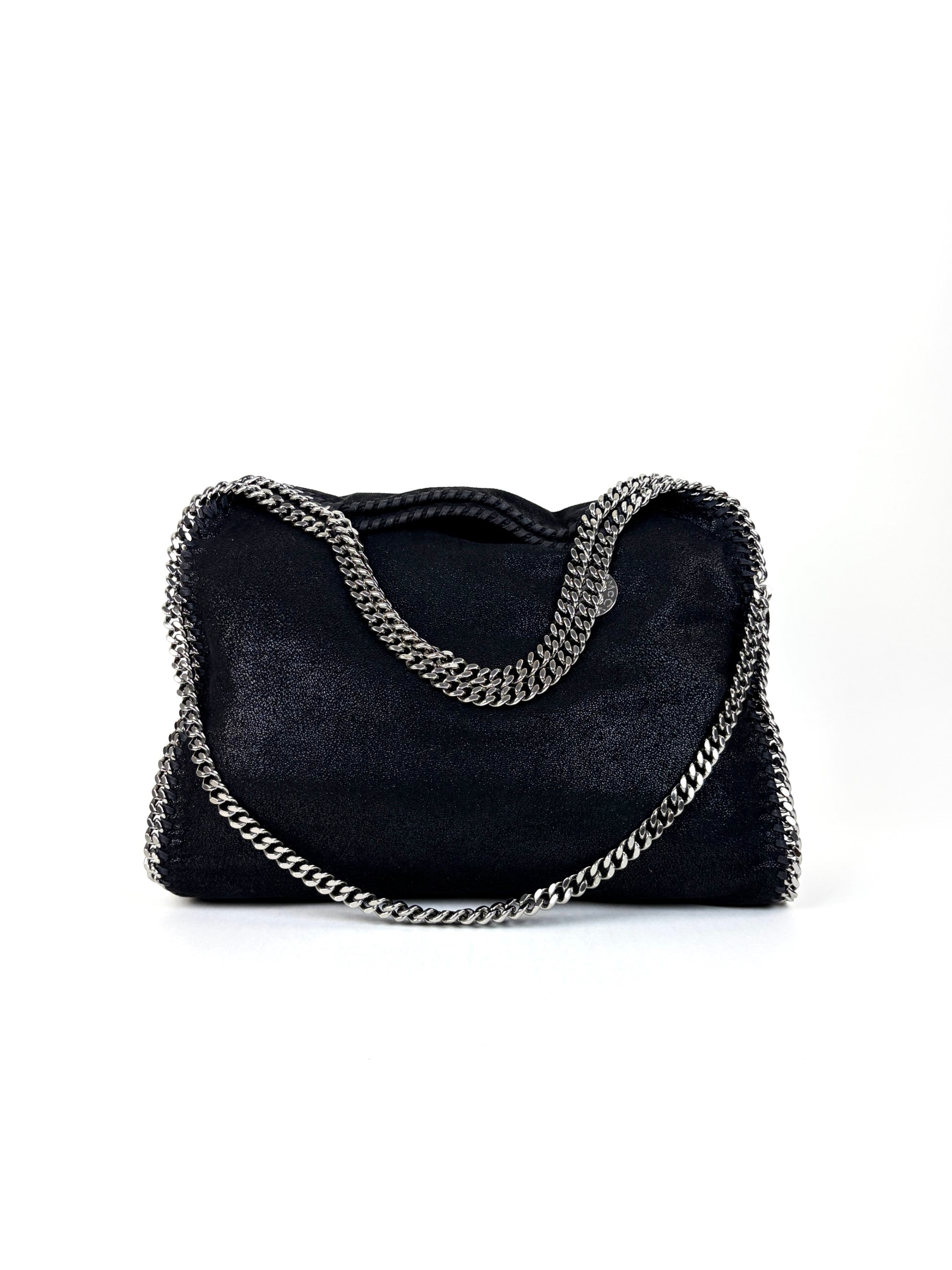 Stella McCartney black Falabella fold over silver Bag