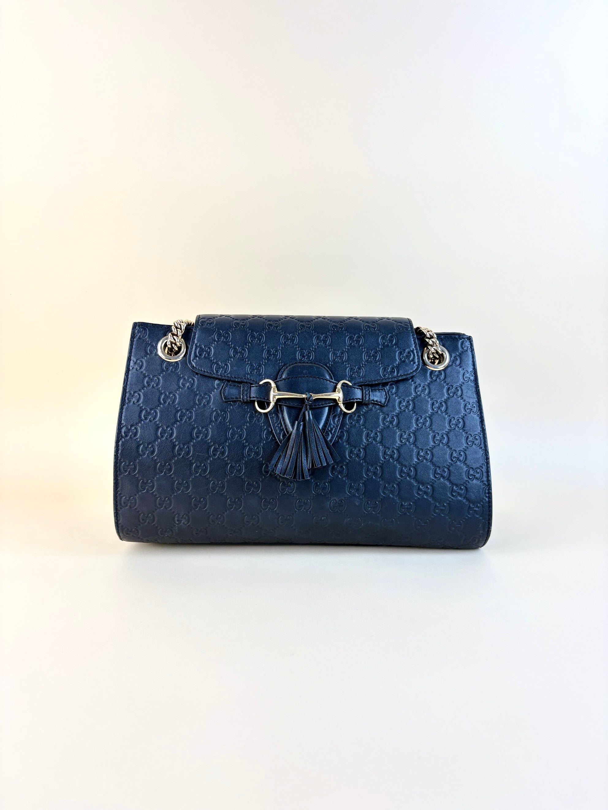 Gucci Black Guccissima Large Emily Chain Shoulder Bag
