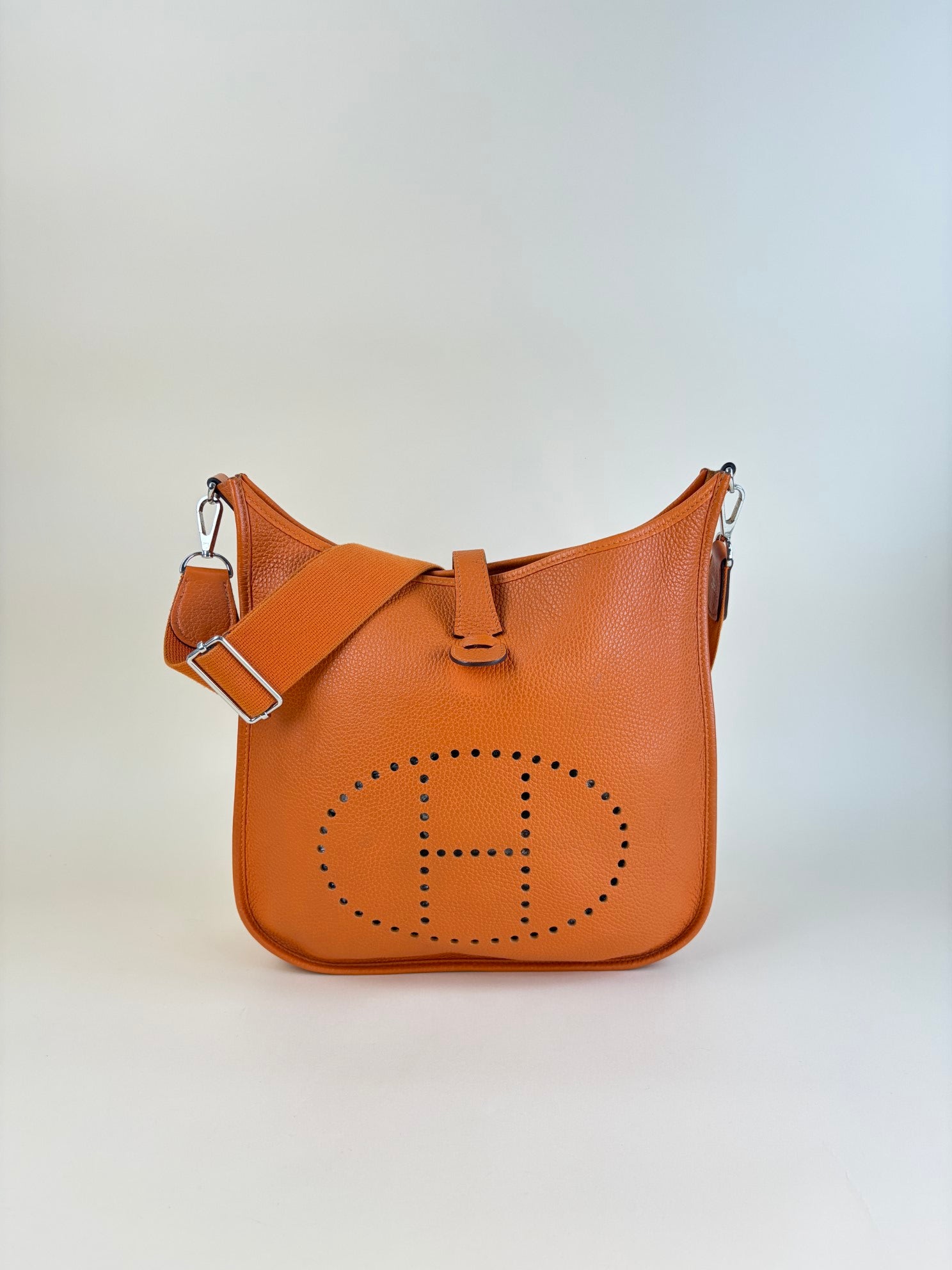 Hermes Evelyne tourillon clemence orange leather bag III gM Bag