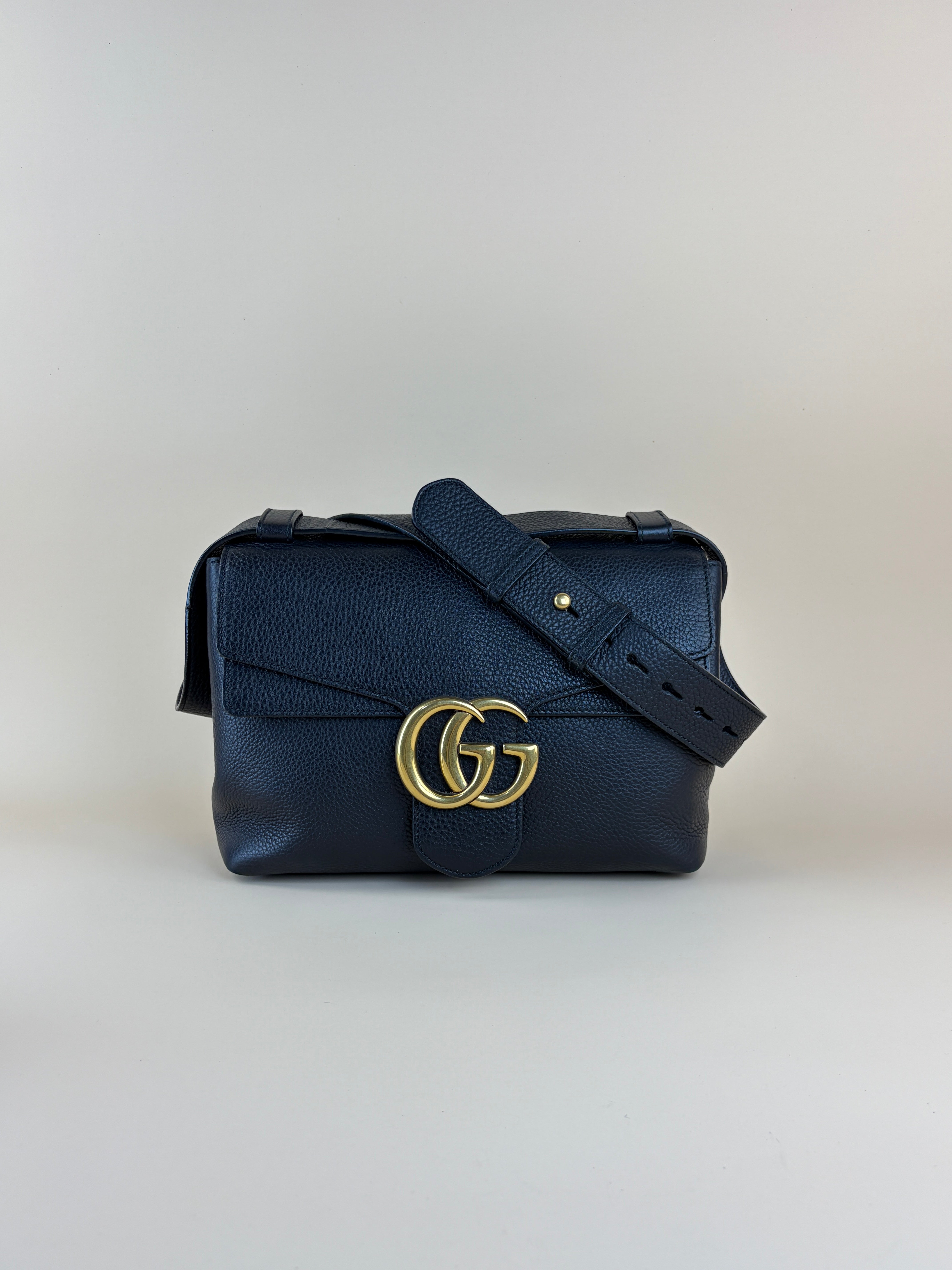 Gucci Black Pebbled Marmont Shoulder Bag