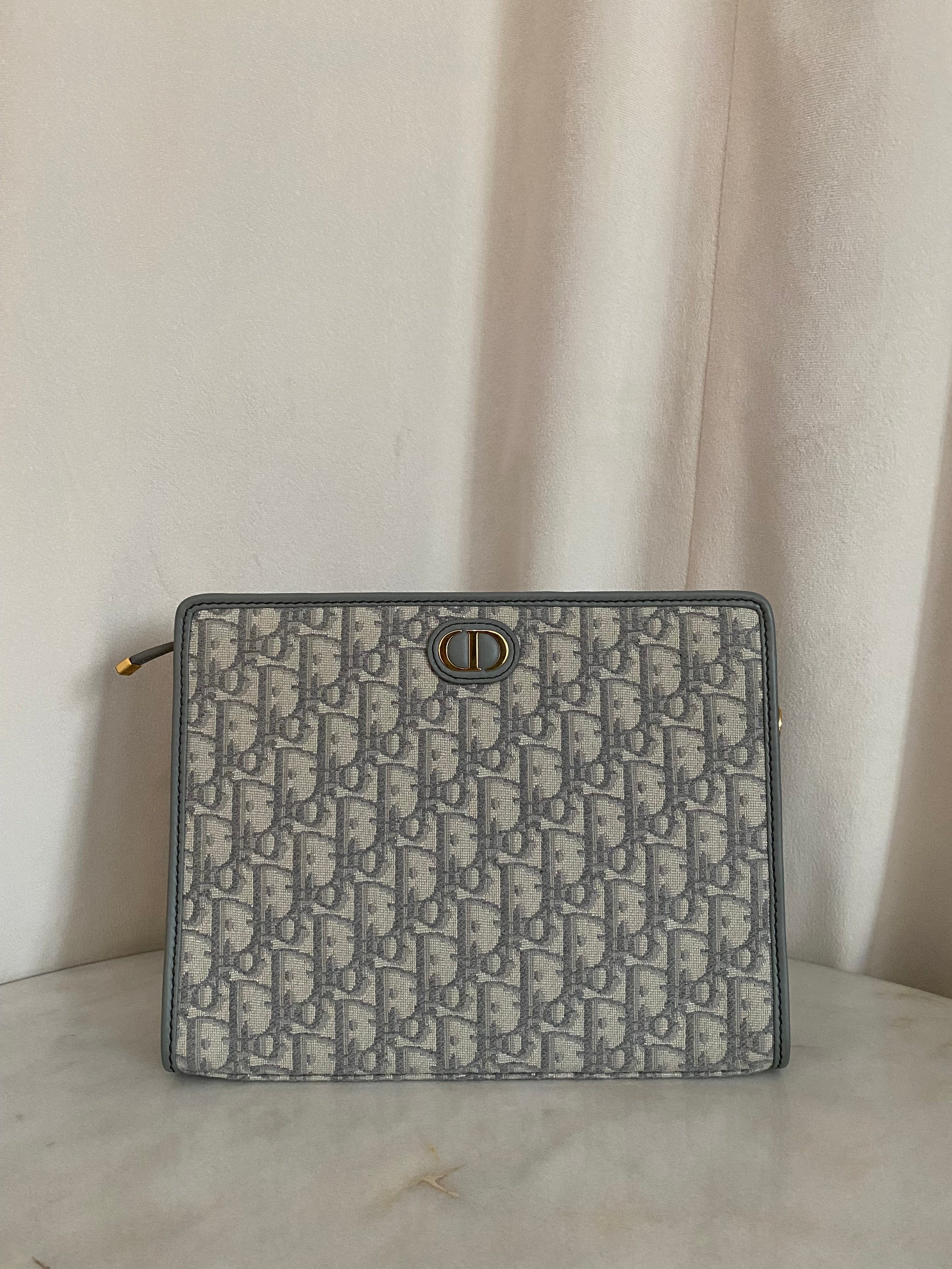 Christian Dior Gray Monogram Montaigne CD Pouch-Pouch-Christian Dior-The Closet Egypt