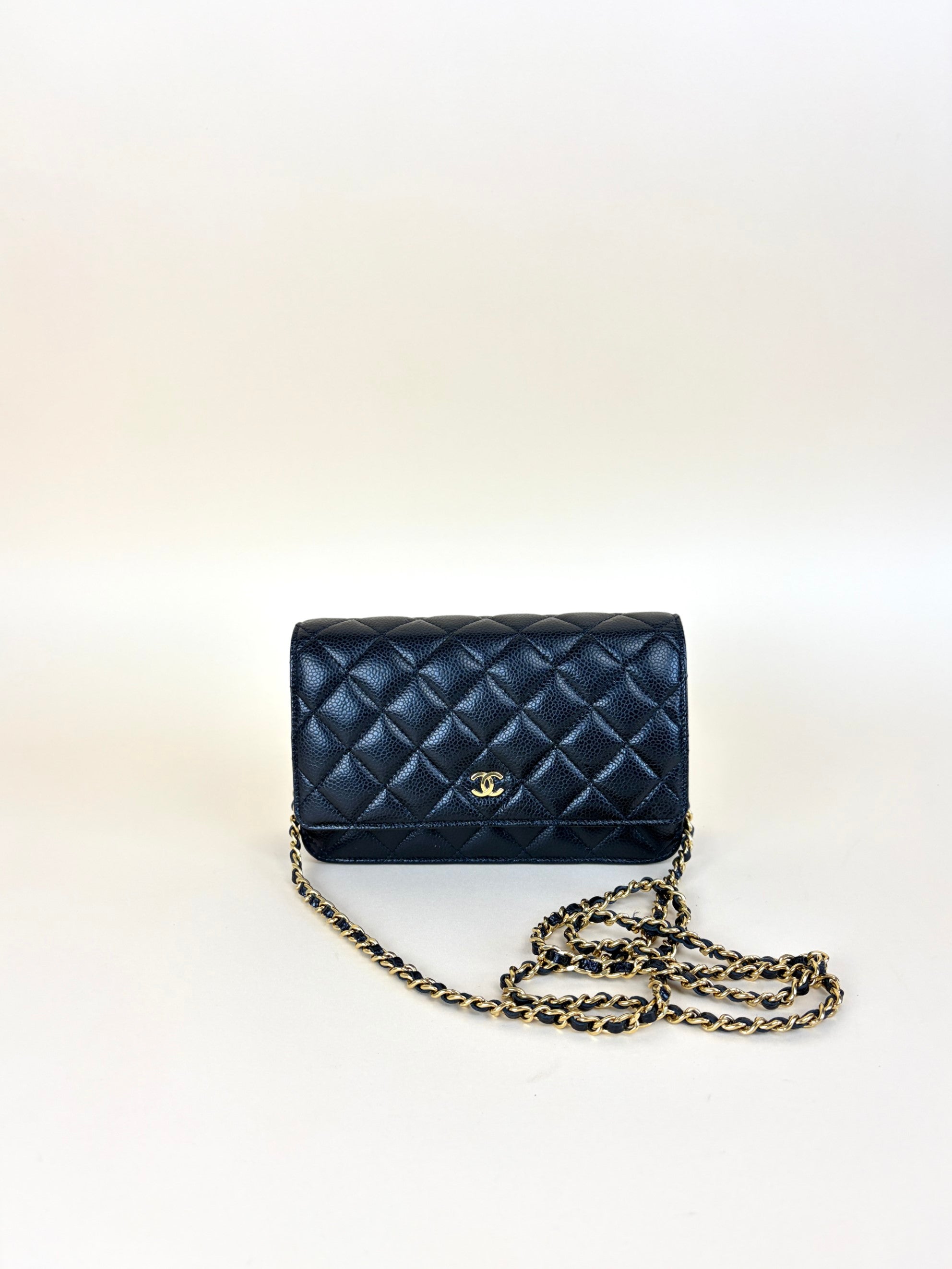 Chanel Black Quilted Flap Wallet On Chain