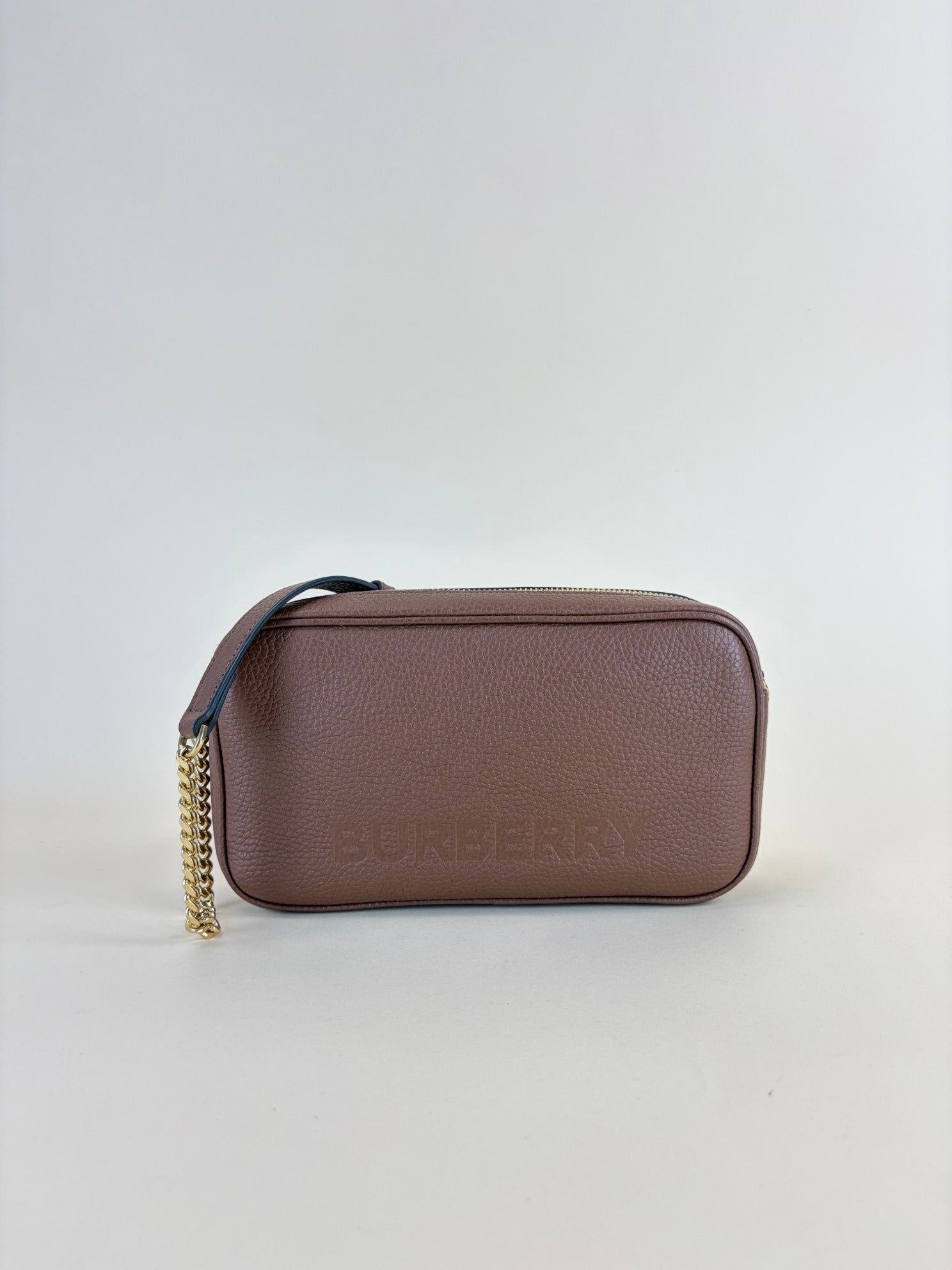 Burberry Brown Monogram Embossed Elongated Camera Bag