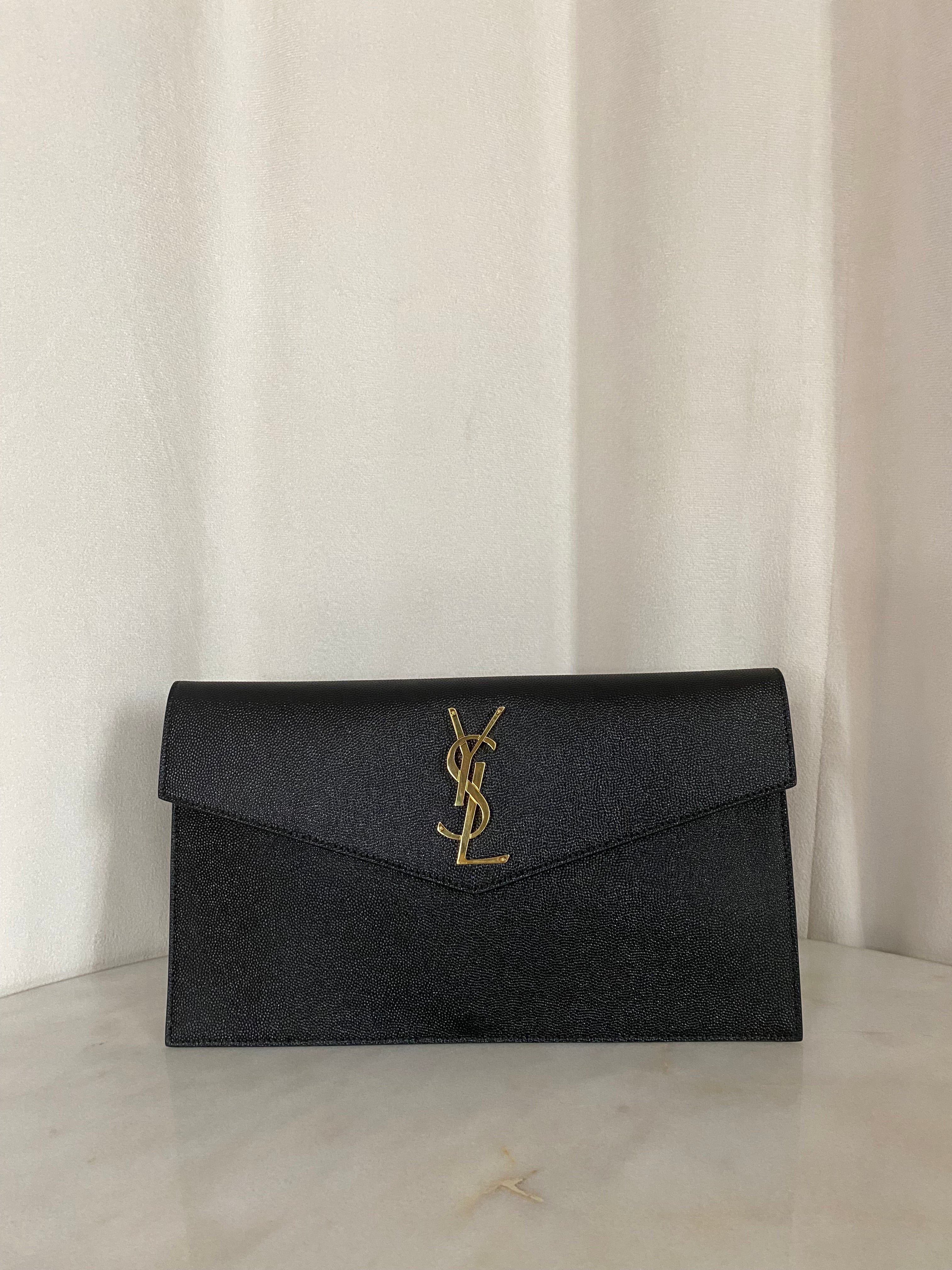 YSL Black Uptown Clutch-Clutch-YSL-The Closet Egypt