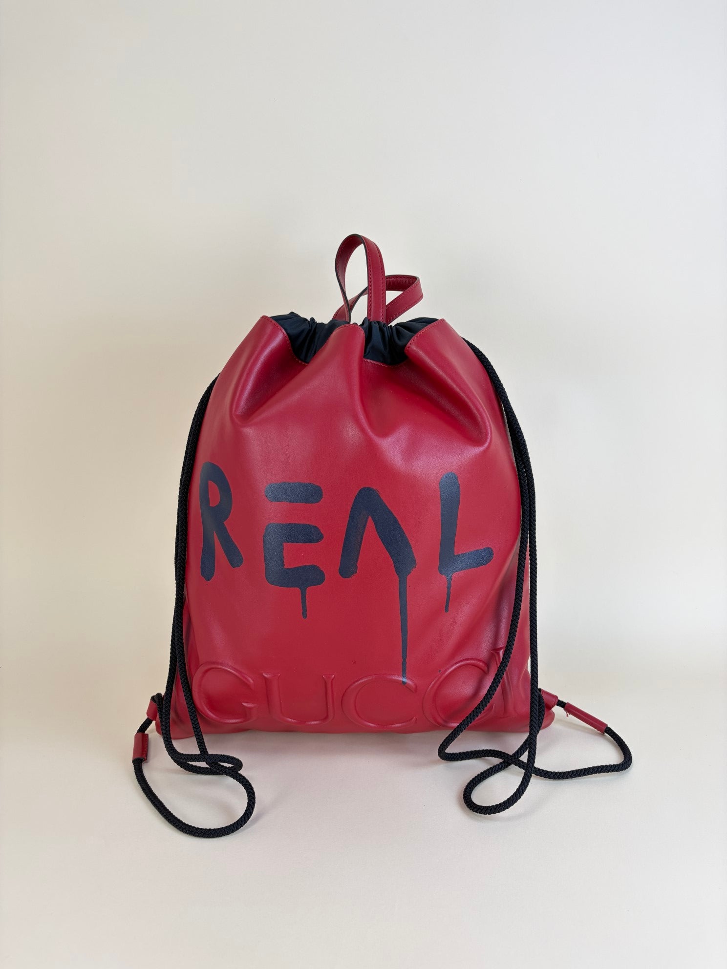 CUCCI red leather ghost printed (real) drawstring backpack