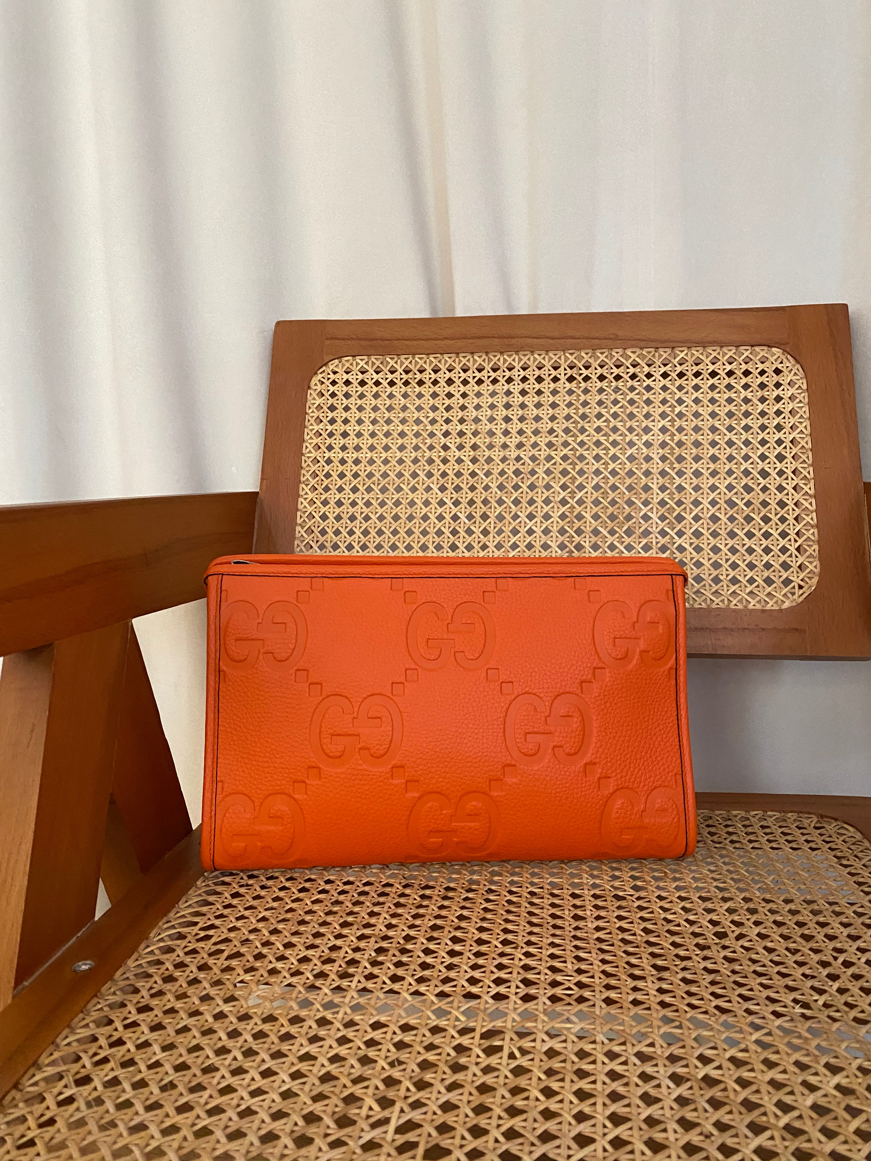 Gucci Orange GG Jumbo Zipper Pouch-Pouch-Gucci-The Closet Egypt