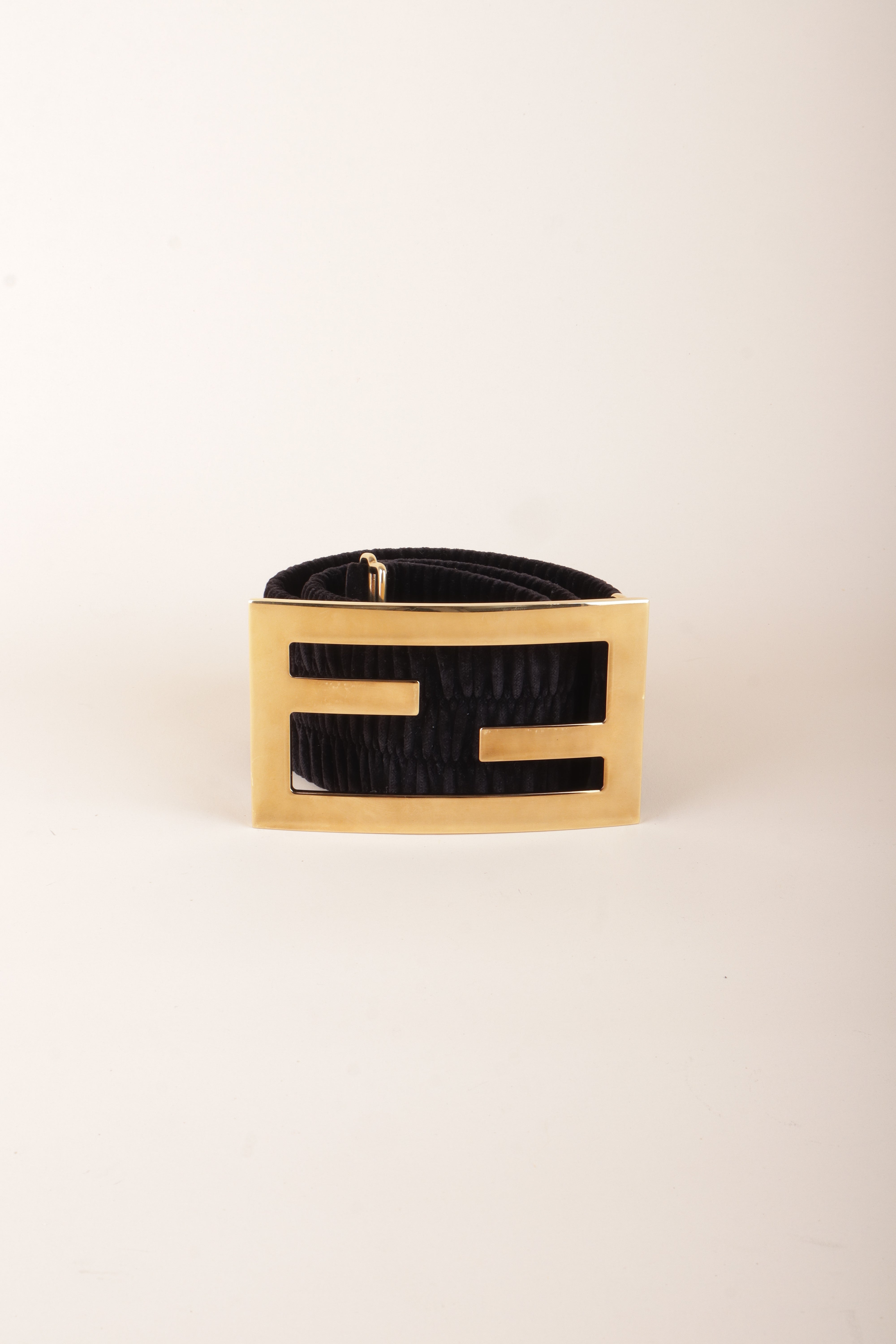 FENDI maxi FF black velvet belt