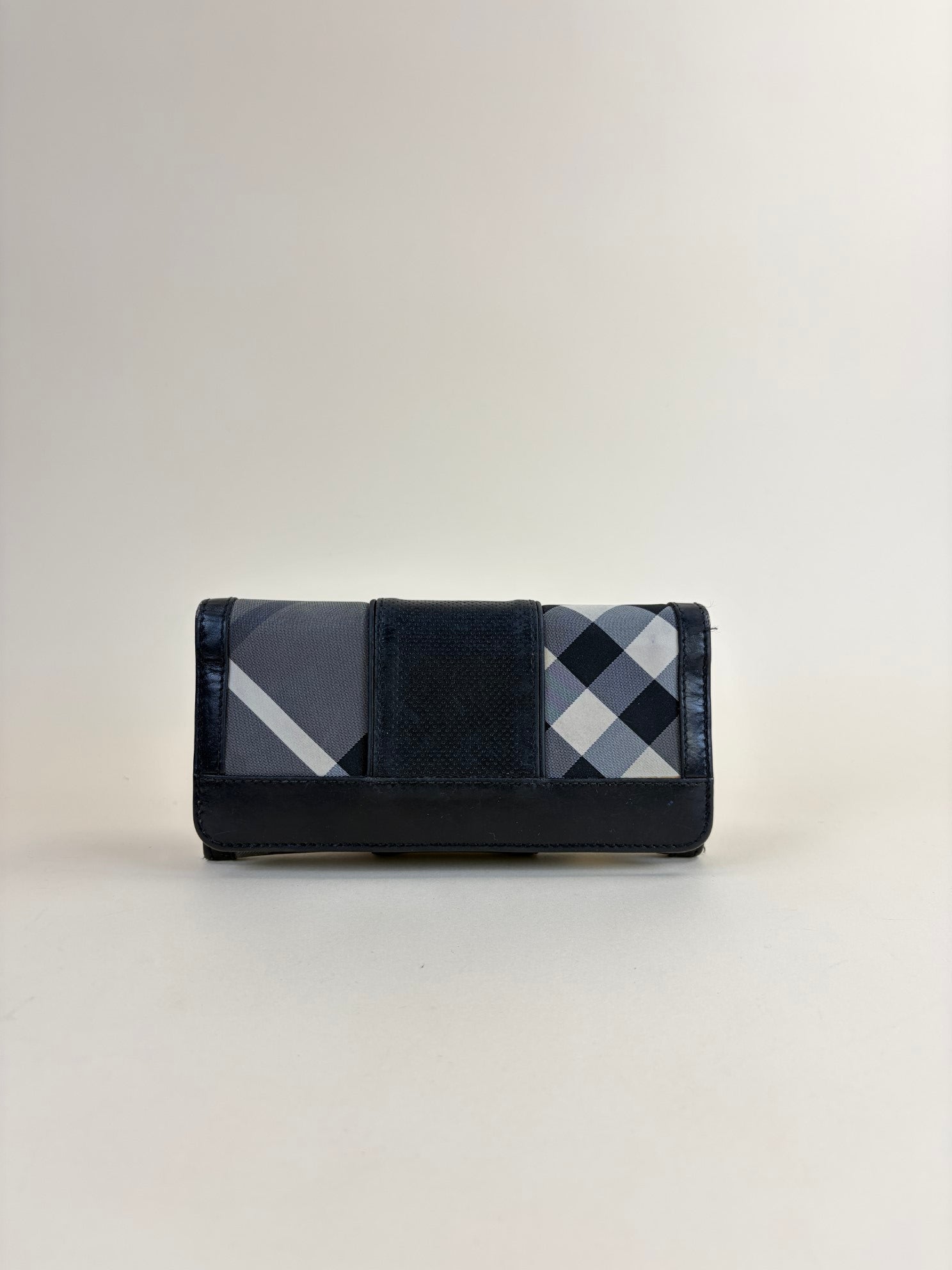 Burberry beat Penrose continental charcoal check wallet