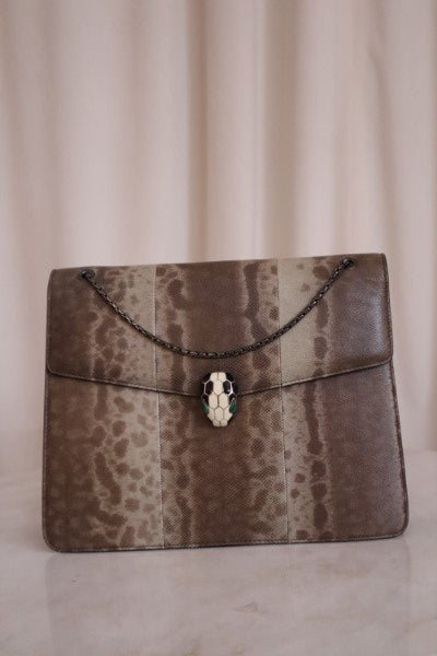Bvlgari Brown Karung Snakeskin Serpenti Forever Crossbody Bag-handbag-Bvlgari-The Closet Egypt