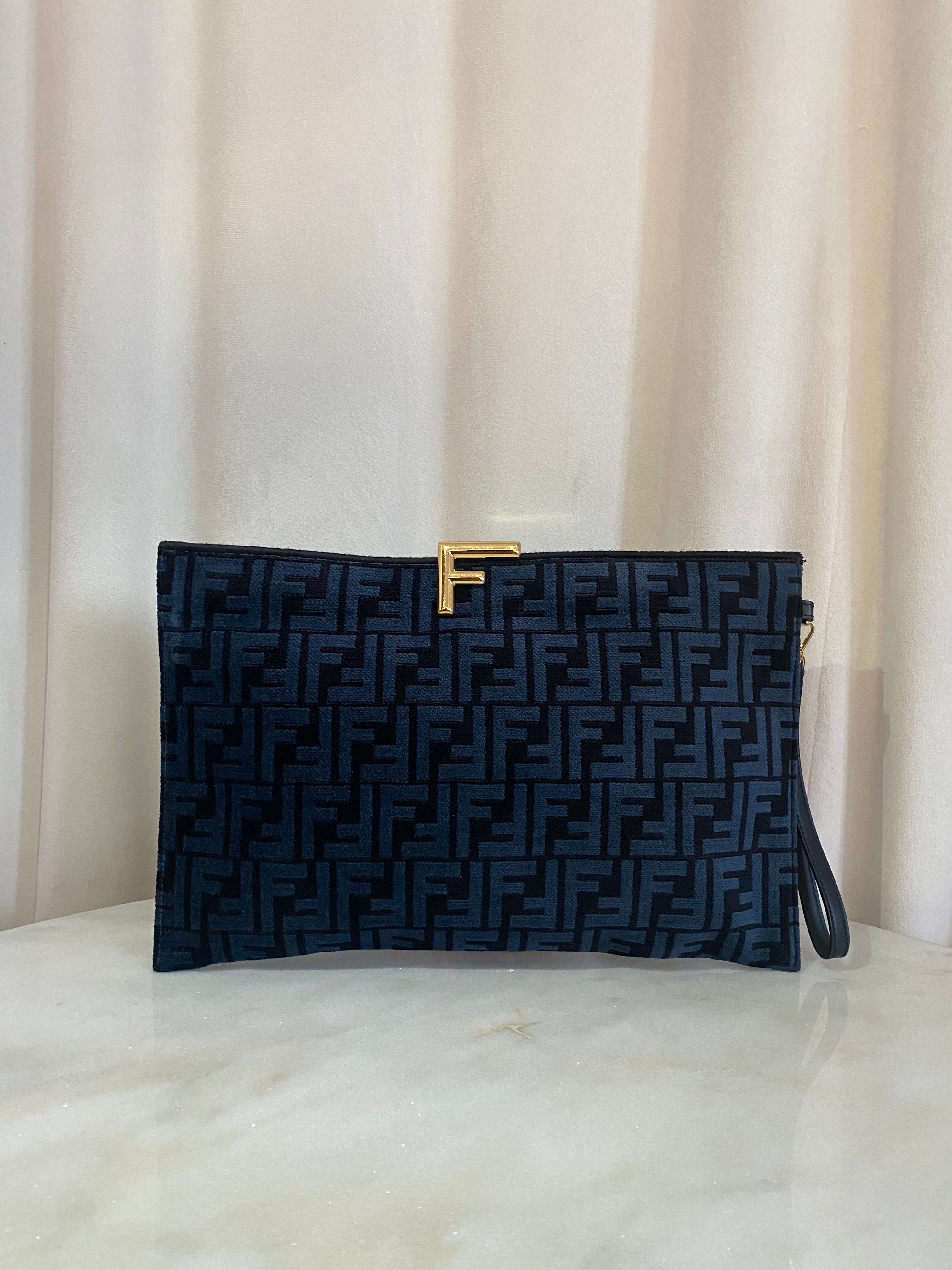 Fendi Bicolor Fabric Velvet Clutch-Clutch-Fendi-The Closet Egypt