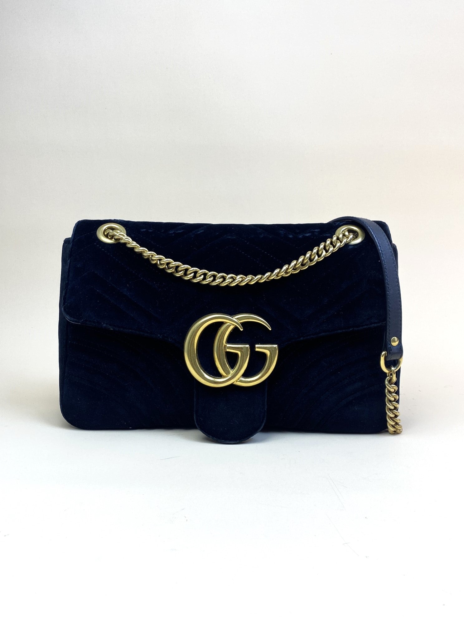 Gucci Black GG Velvet Marmont medium