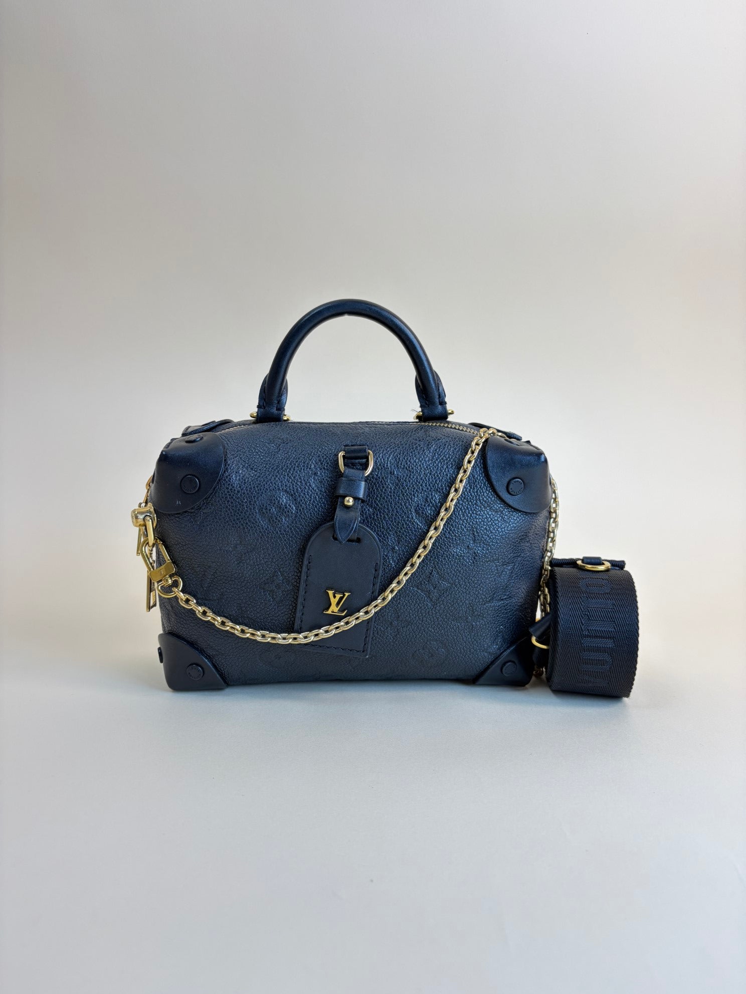 Louis Vuitton Black Monogram Petite Malle Souple Empreinte Tote Bag