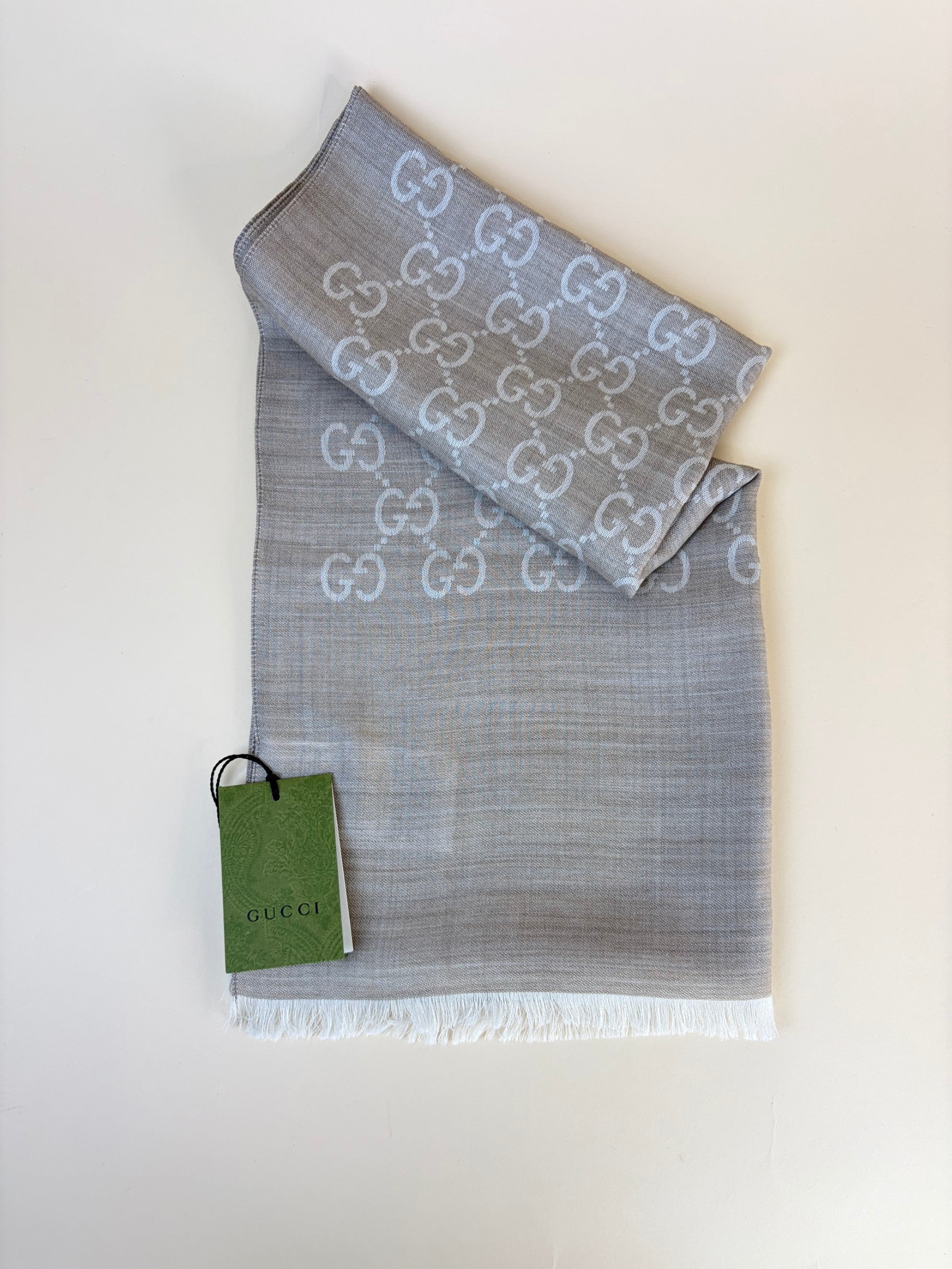 Gucci Sand GG Monogram Silk/Wool Scarf