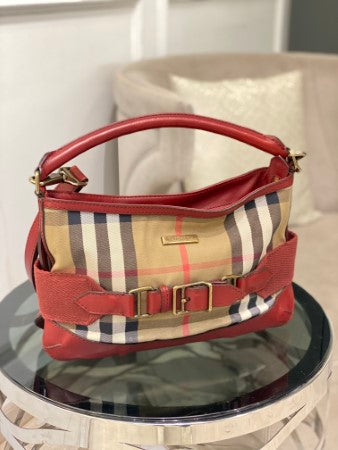 Burberry Burgundy House Check Parsons Hobo Bag-handbag-Burberry-The Closet Egypt
