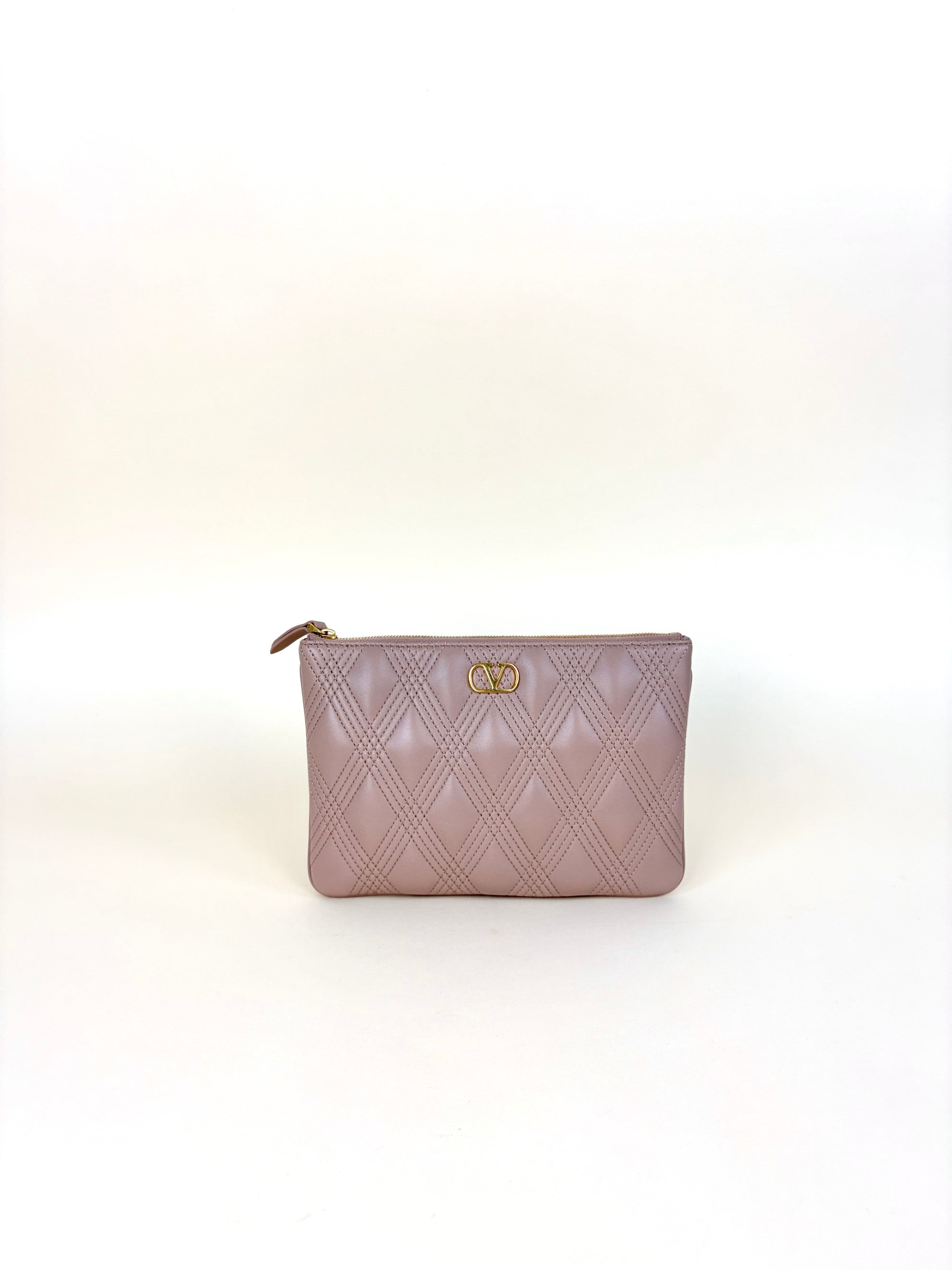 Valentino Poudre Nappa Quiltie 67 Zip Pouch