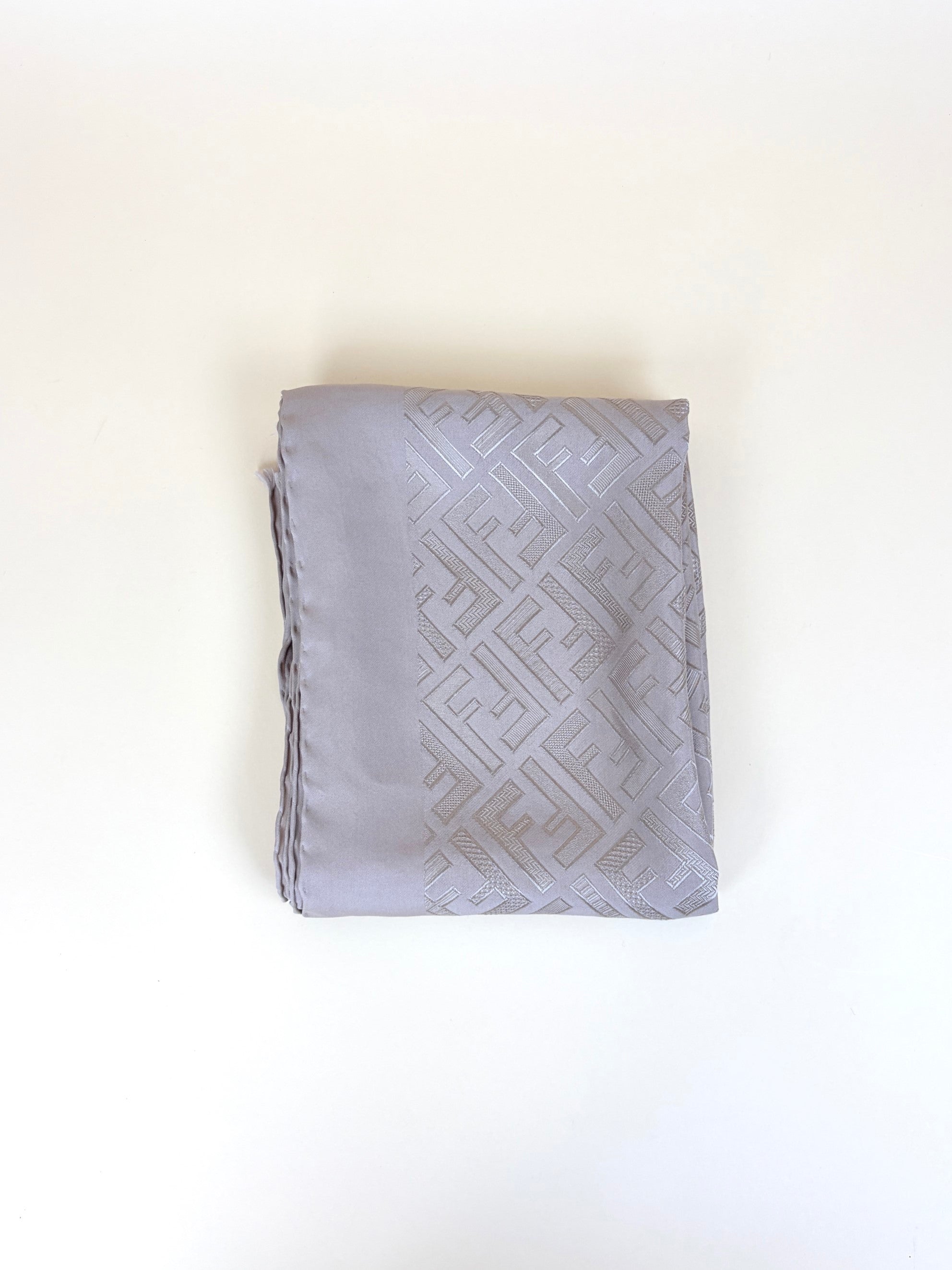 Fendi Nude Signature FF Pattern Silk Jacquard Fringed Edge Scarf