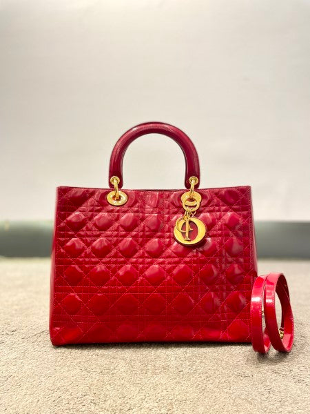 Christian Dior Red Lady Dior Large Bag-handbag-Christian Dior-The Closet Egypt