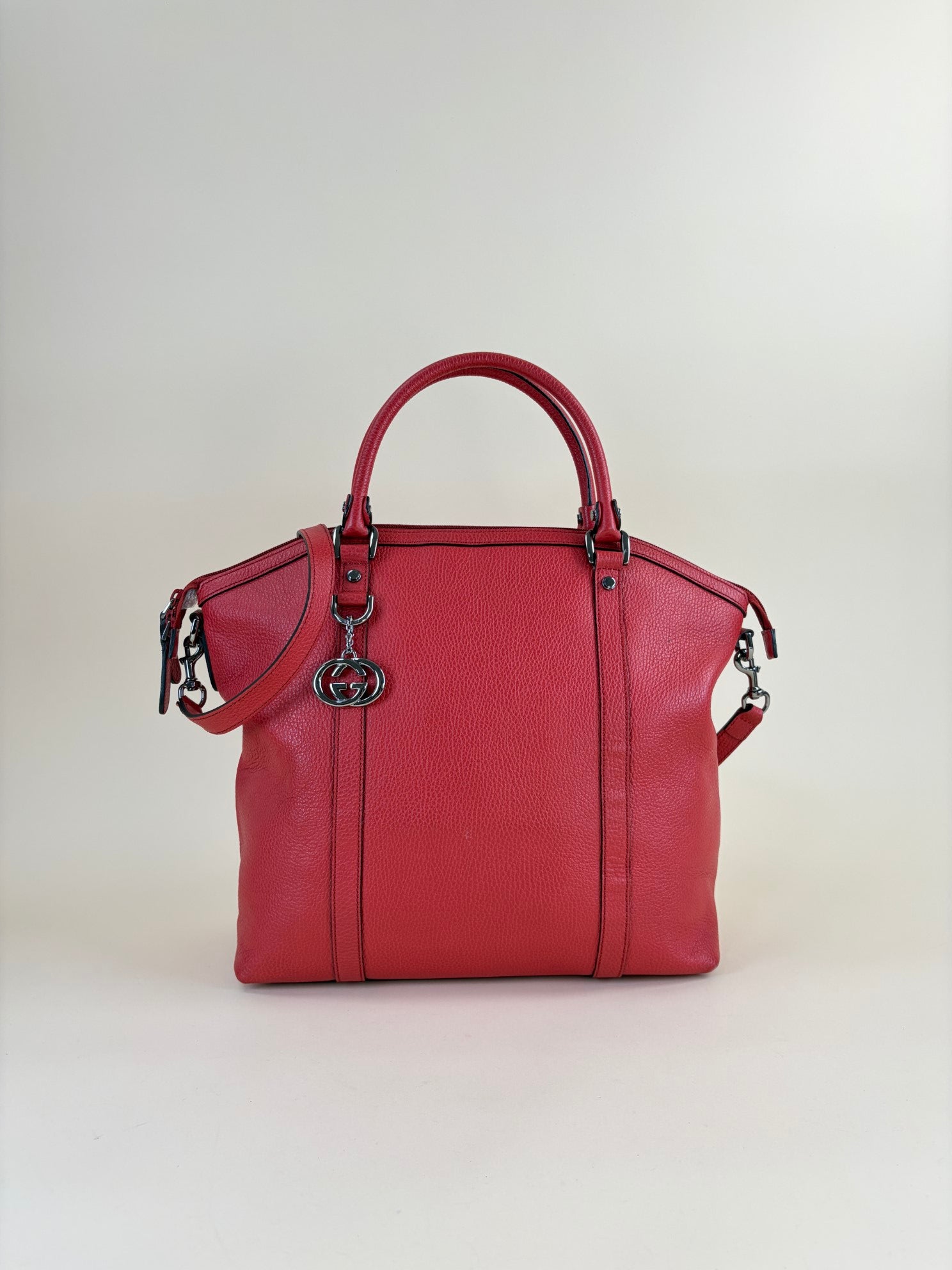 Gucci Red GG Charm Dome Tote Bag