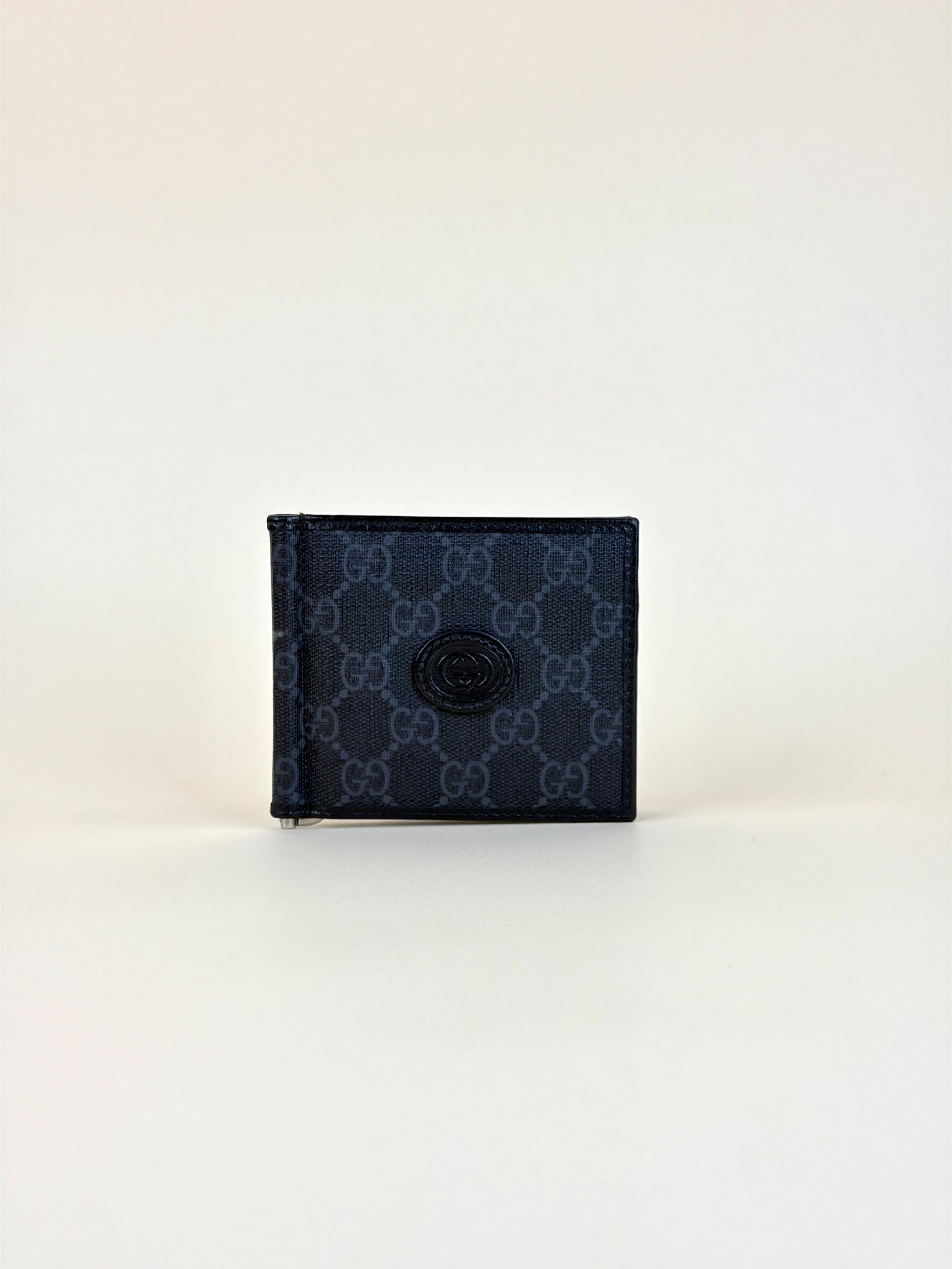 Gucci Black GG Supreme Interlocking G Money Clip Card Case
