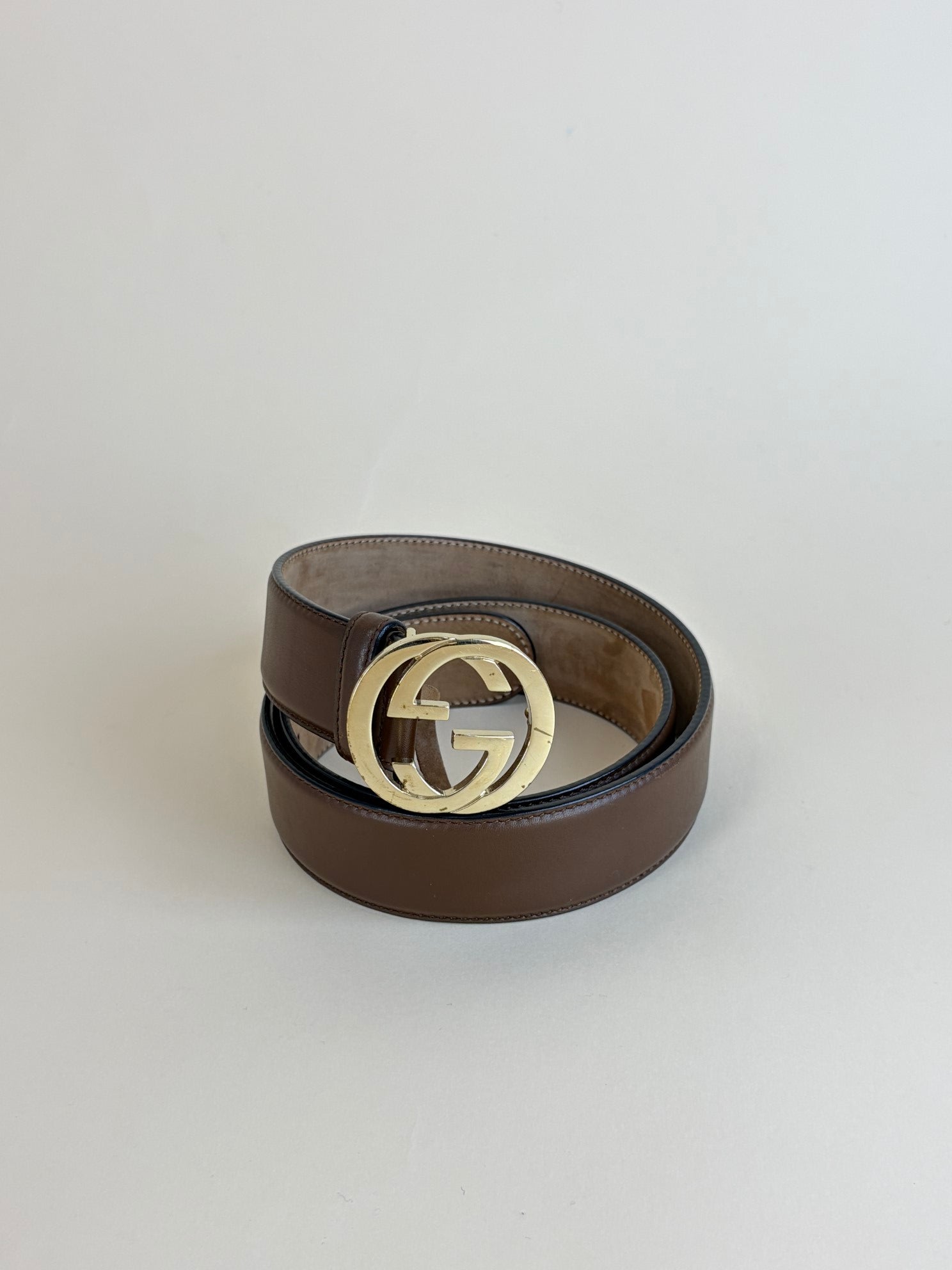 Gucci Brown Interlocking G Buckle Belt 34