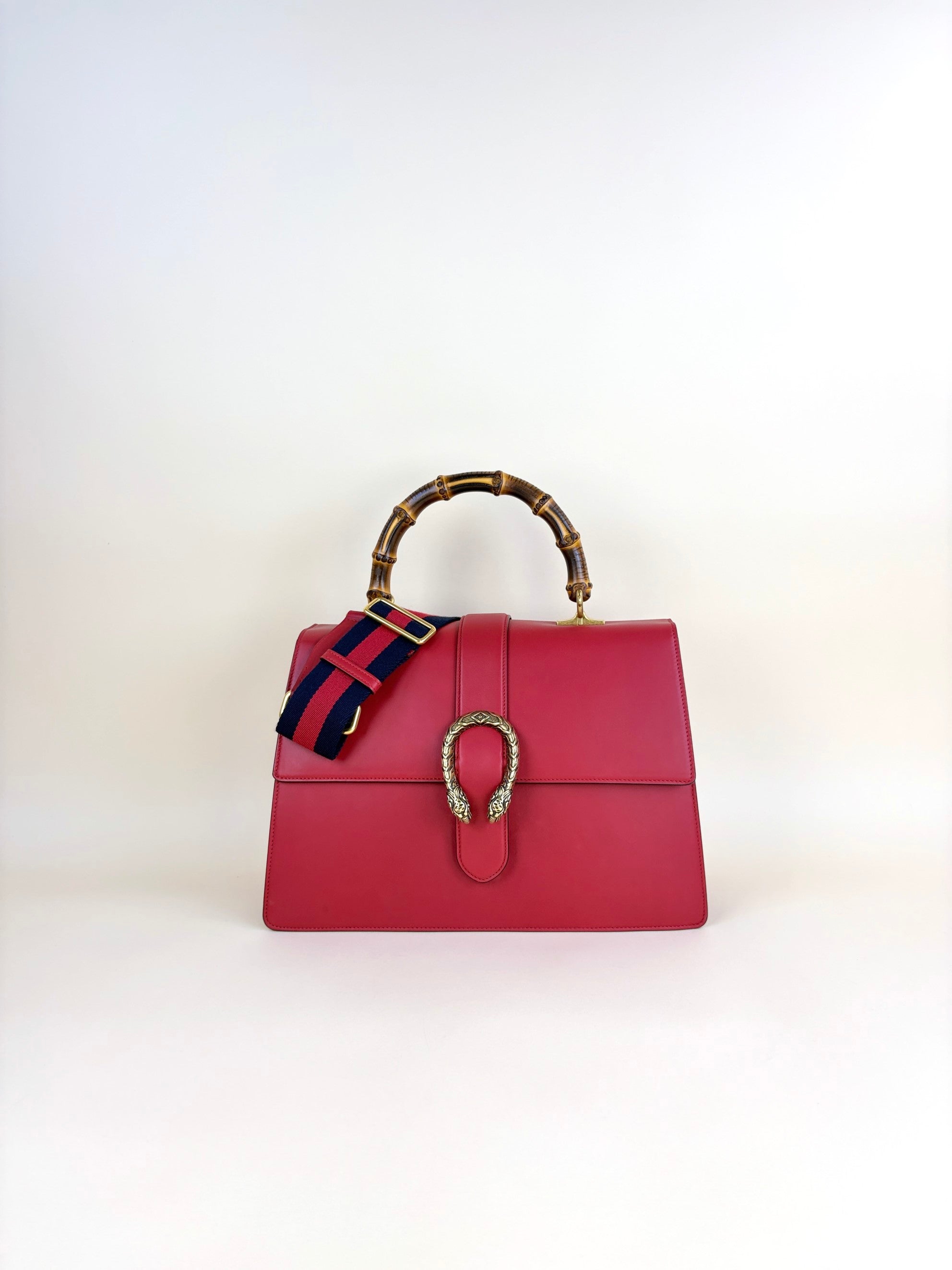 gucci red calfskin large dionysus bamboo top handle