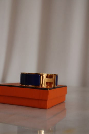 Hermes Blue Clic Clac H Bracelet-Bracelet-Hermes-The Closet Egypt