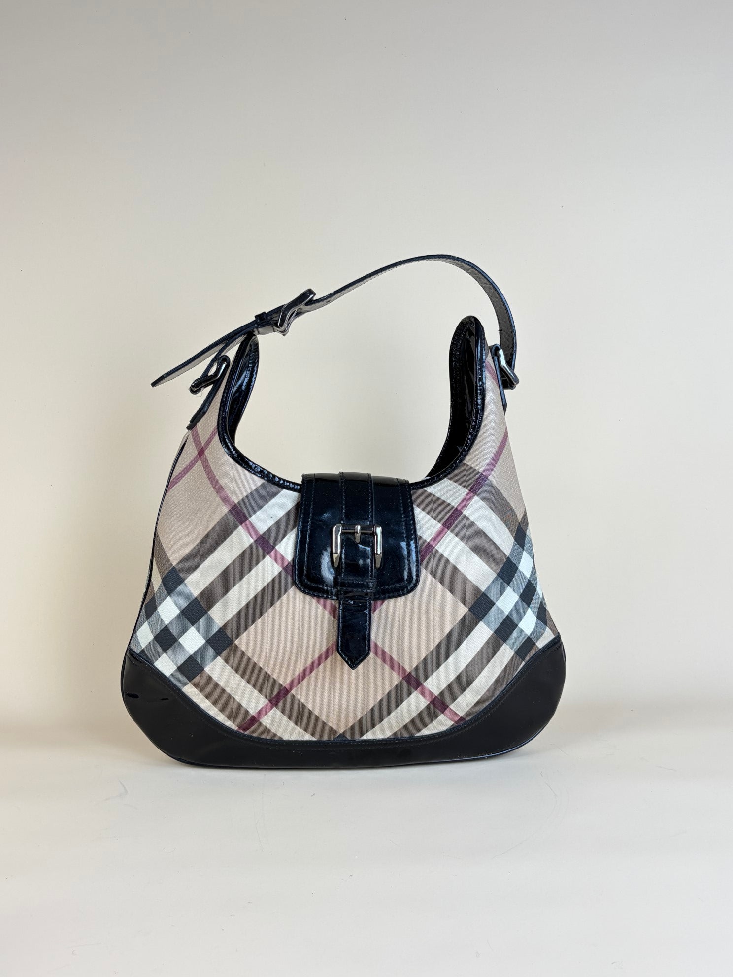 Burberry Black Check Brock Hobo Bag