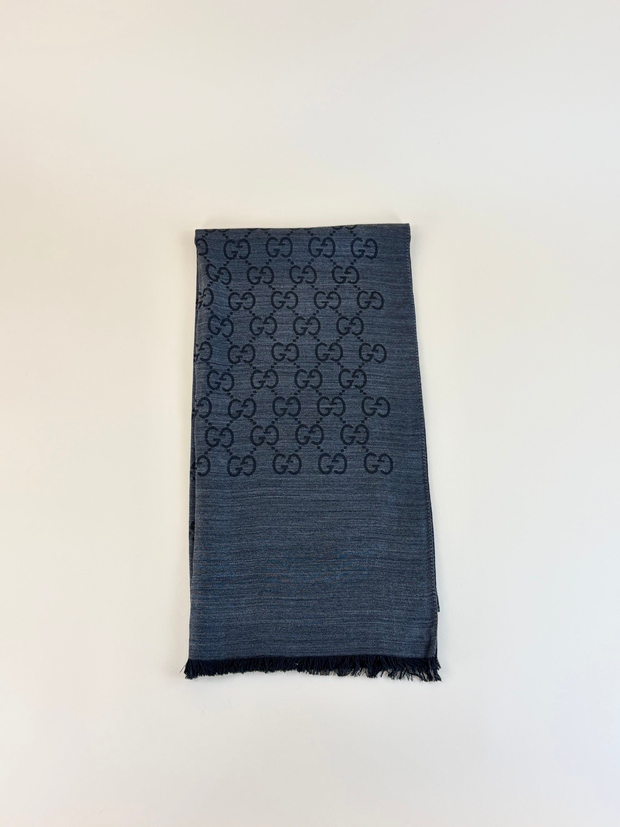 Gucci black GG wool silk scarf