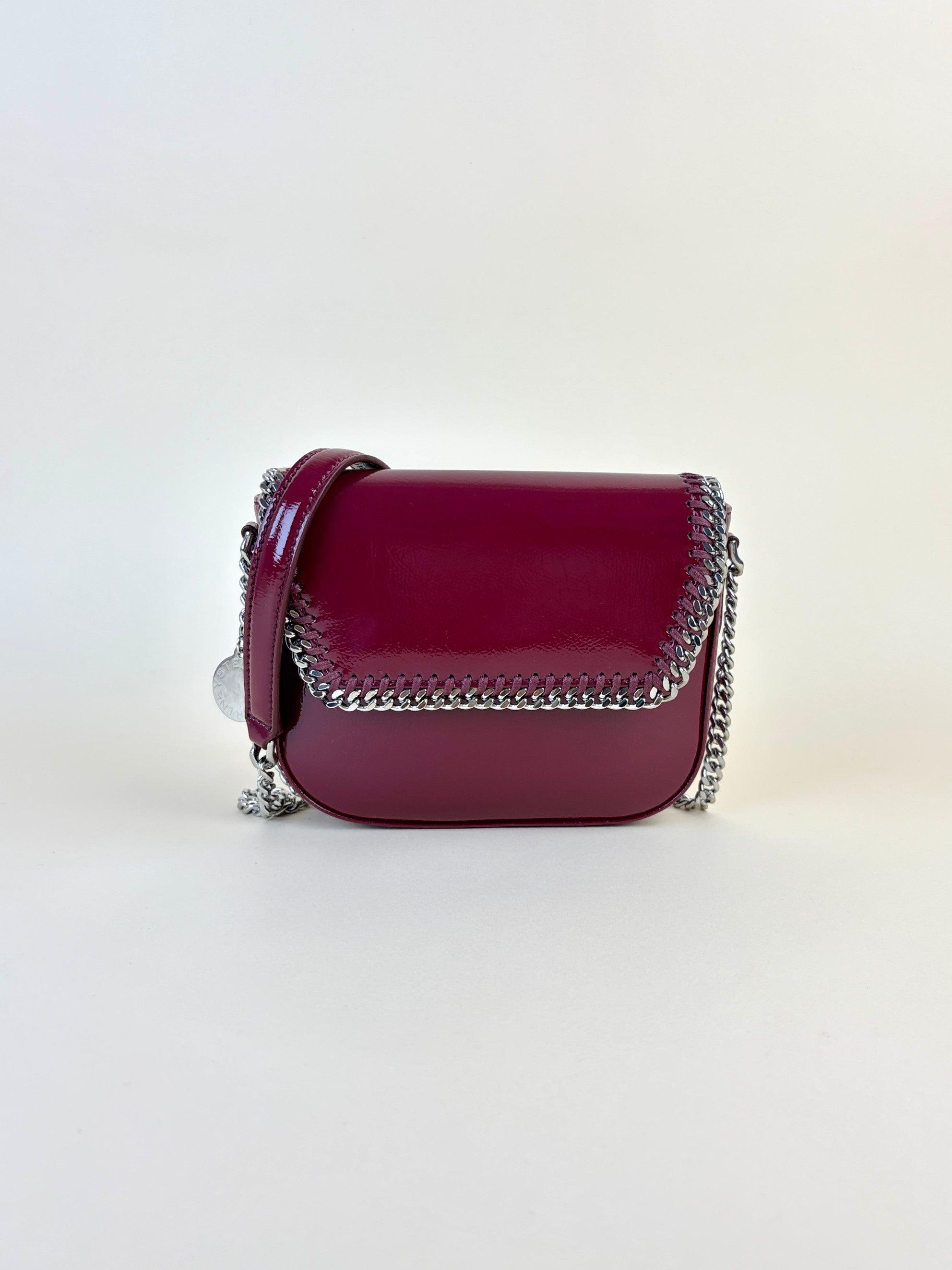 stella McCartney falabella box burgundy leather