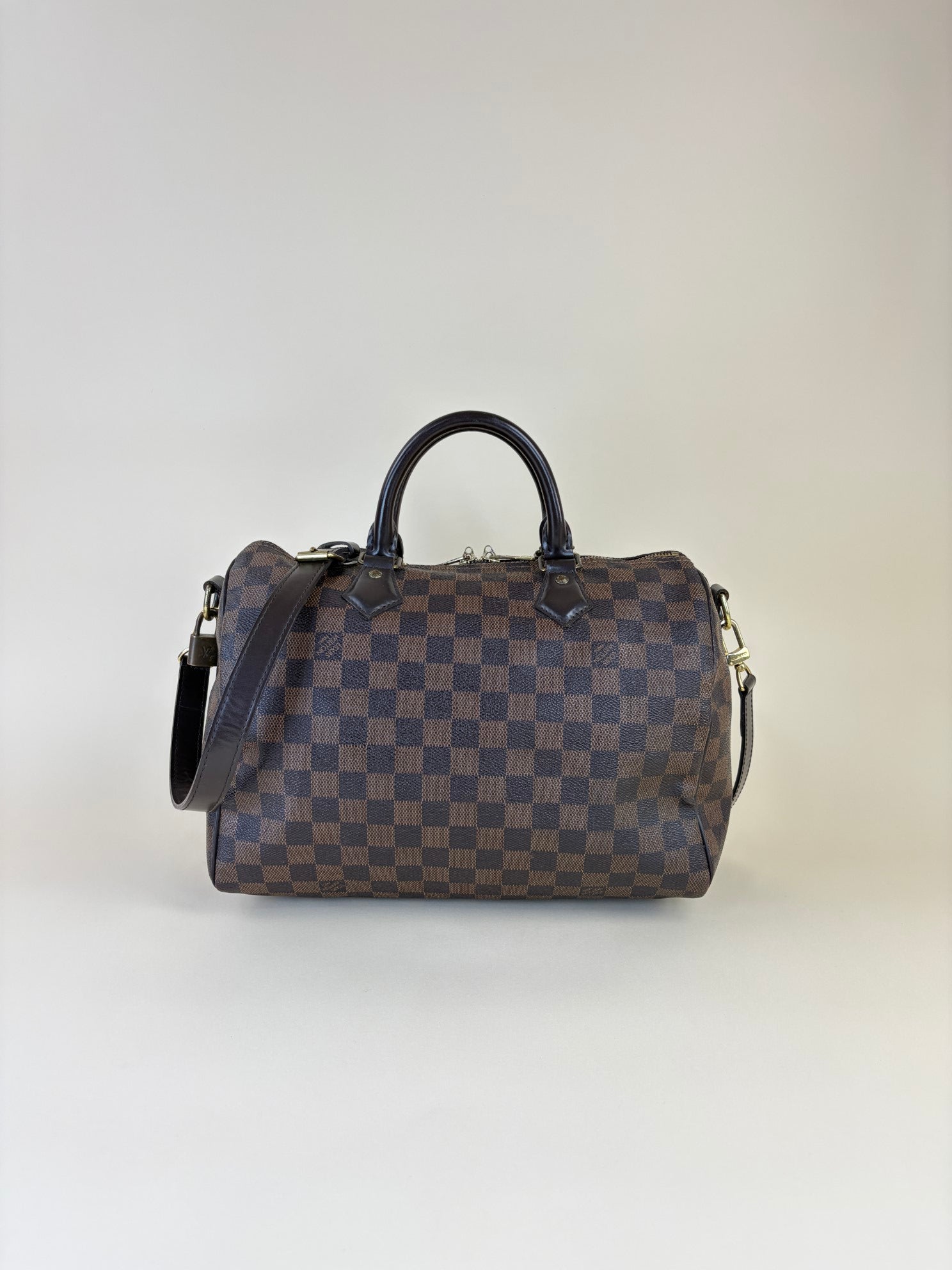 Louis Vuitton Damier Ebene Bandouliere Speedy 30 Bag with Strap