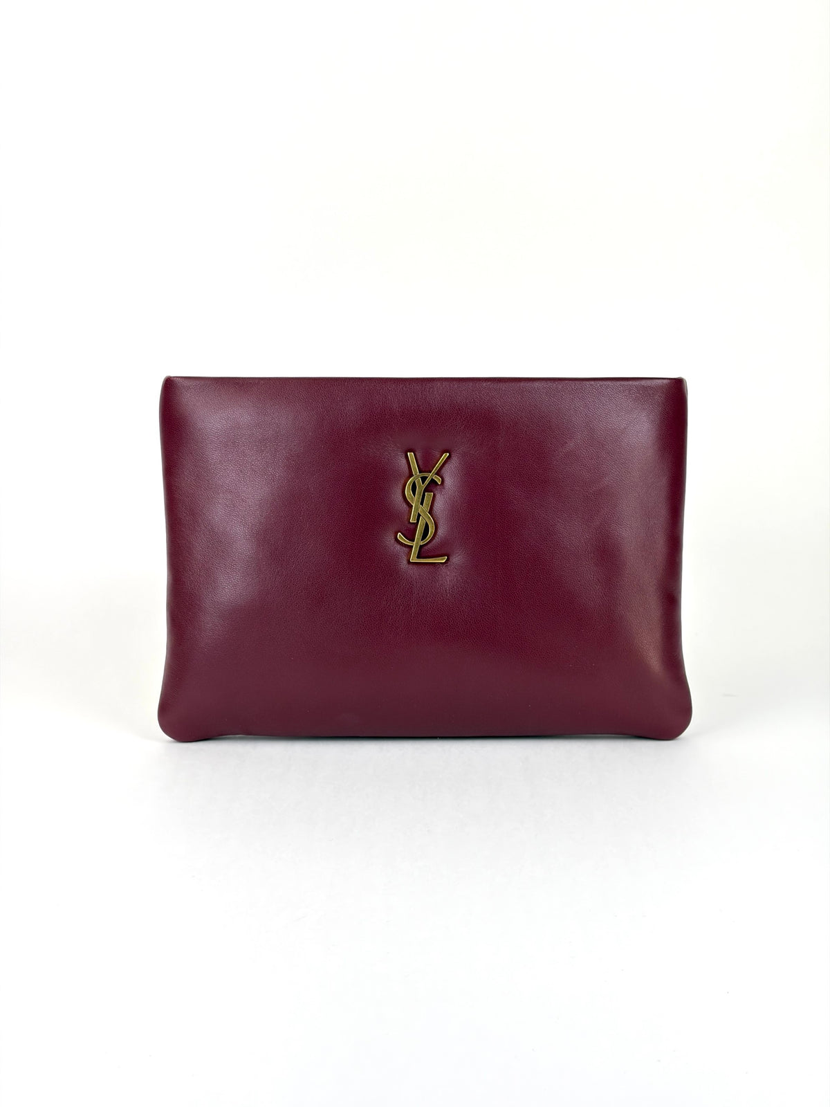ysl burgundy calypso lambskin small zipped pouch