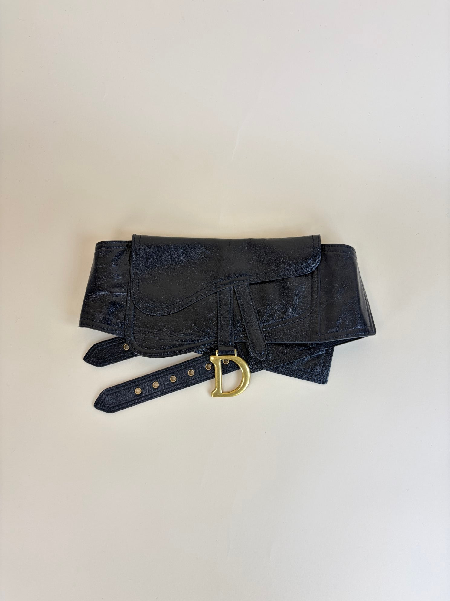 Christian Dior Black Saddle Belt