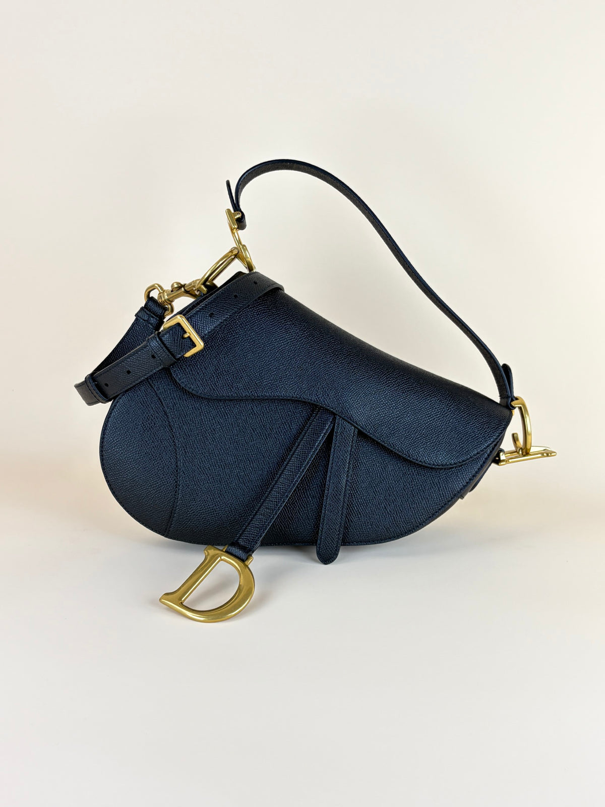 Christian Dior Black grained calfskin Saddle bag