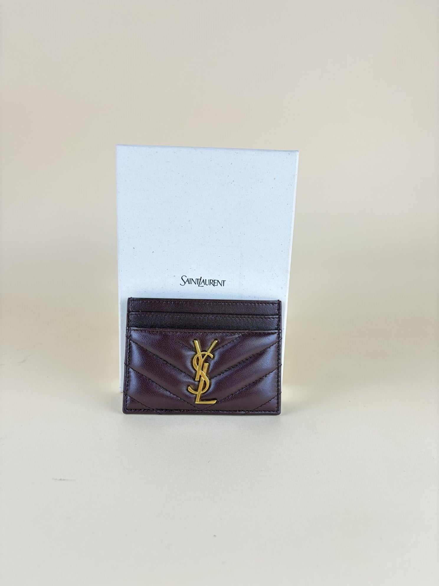 YSL Burgundy Cassandre Card Holder