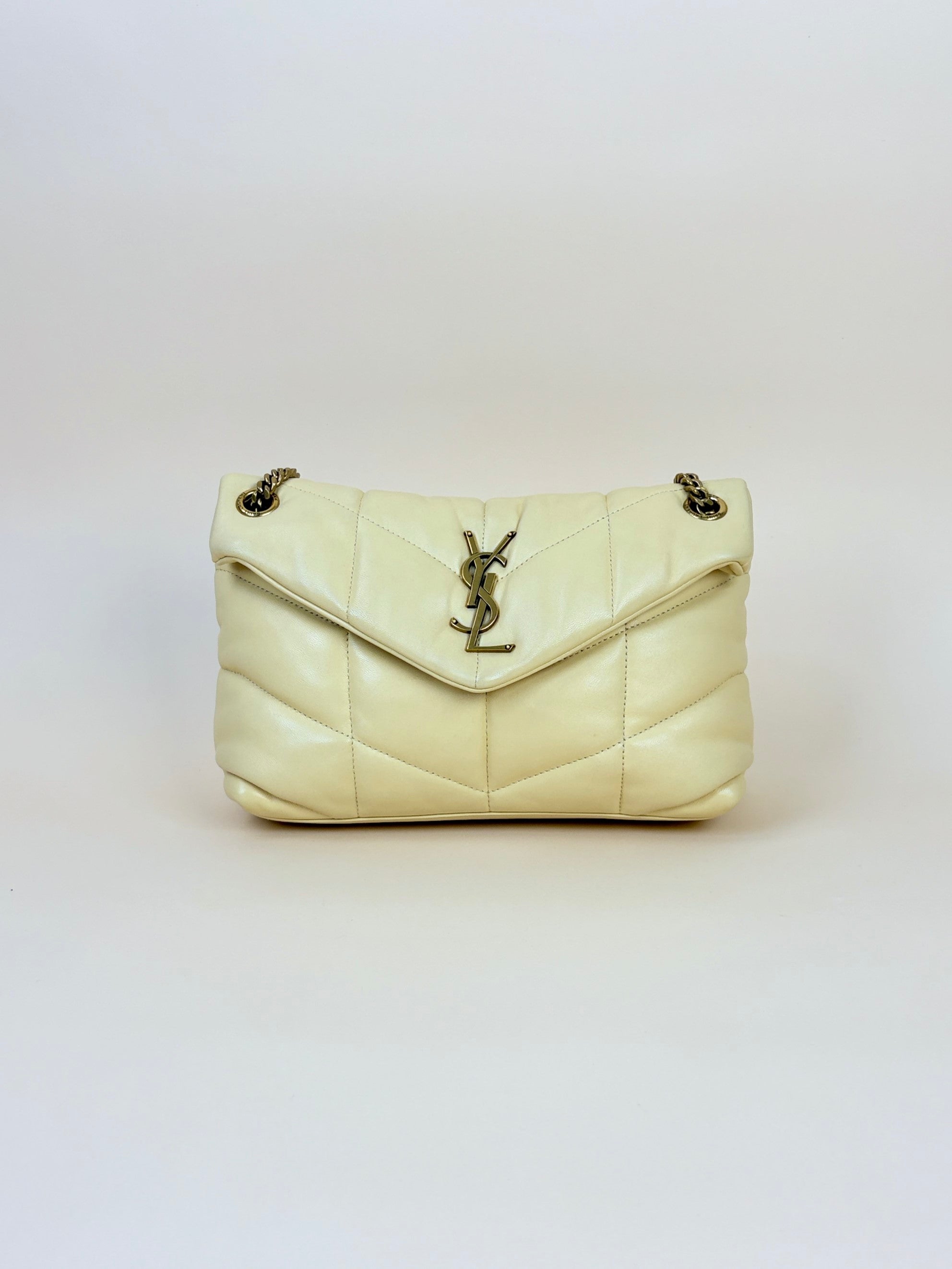 YSL beige small Puffer