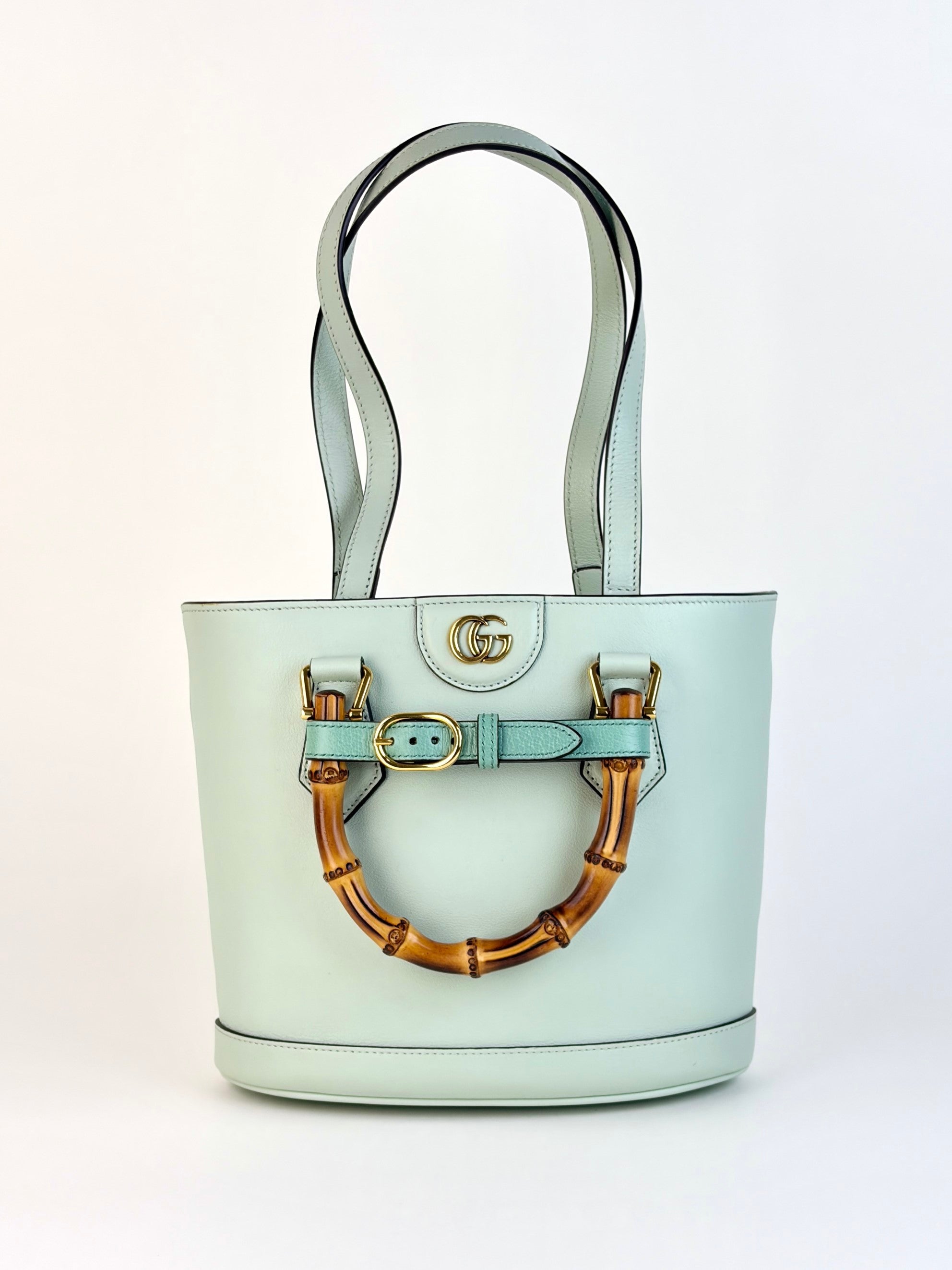 Gucci light green Diana bucket bag
