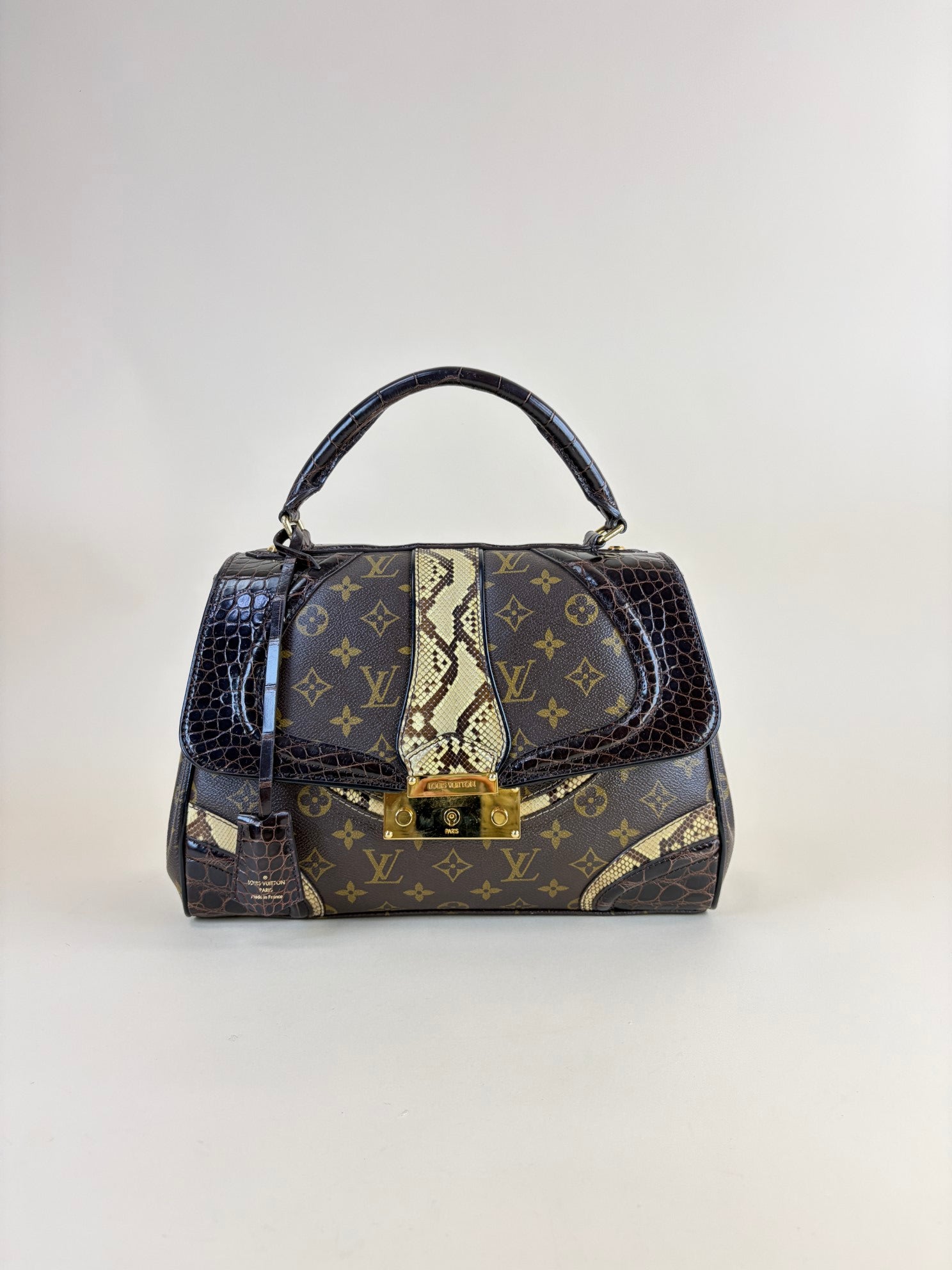 Louis Vuitton Monogram Issime Alligator and Python Bowling Limited Edition Tote Bag