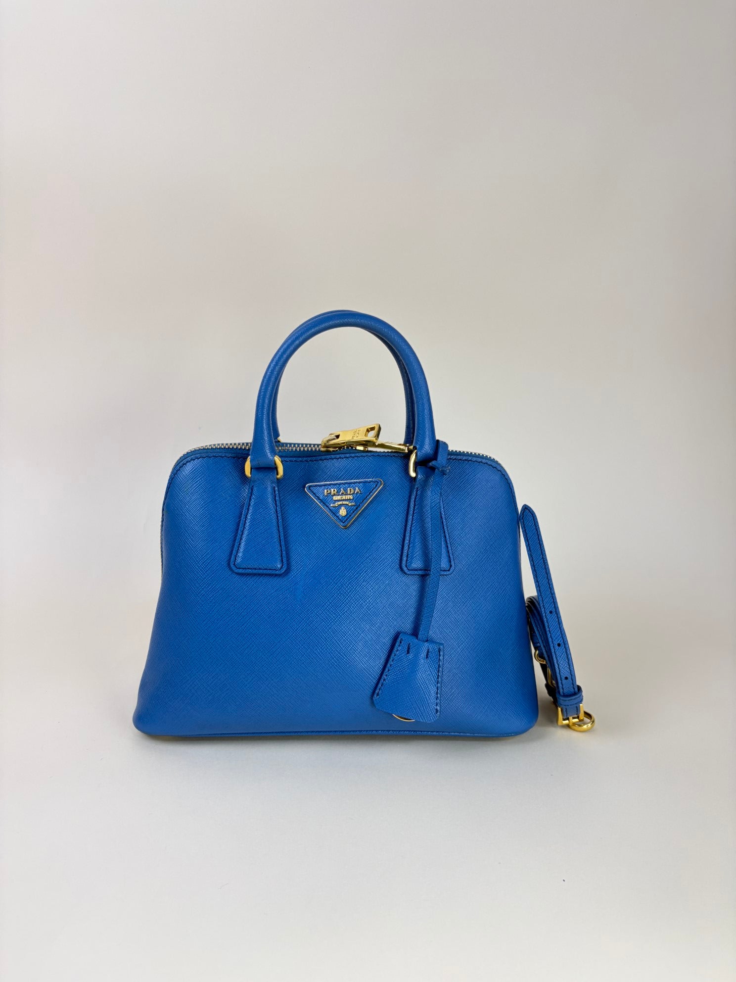 Prada cobalt Saffia no leather promenade small tote bag
