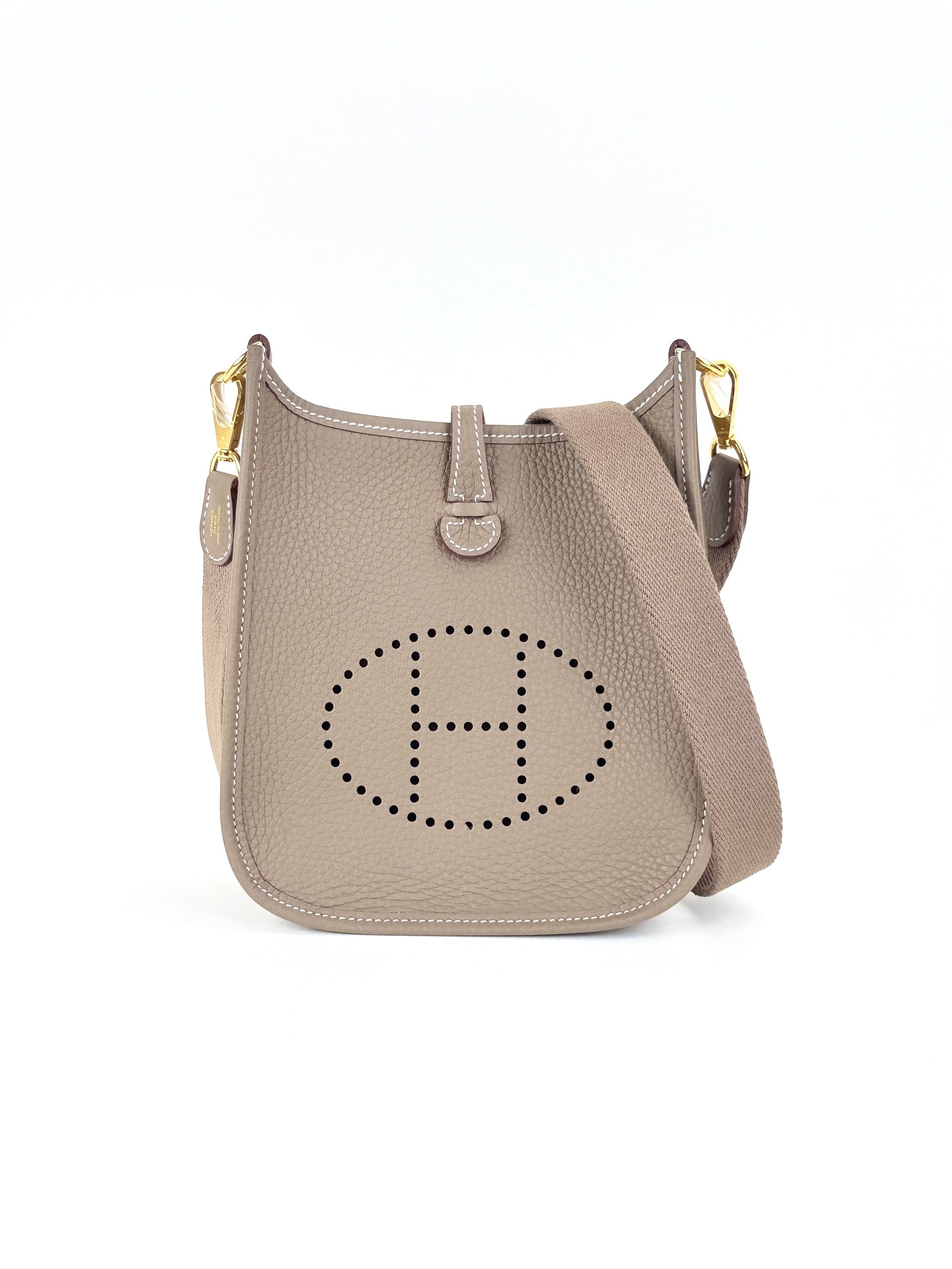 Hermes Etoupe taurillon Clemence leather Evelyne 16 amazone bag