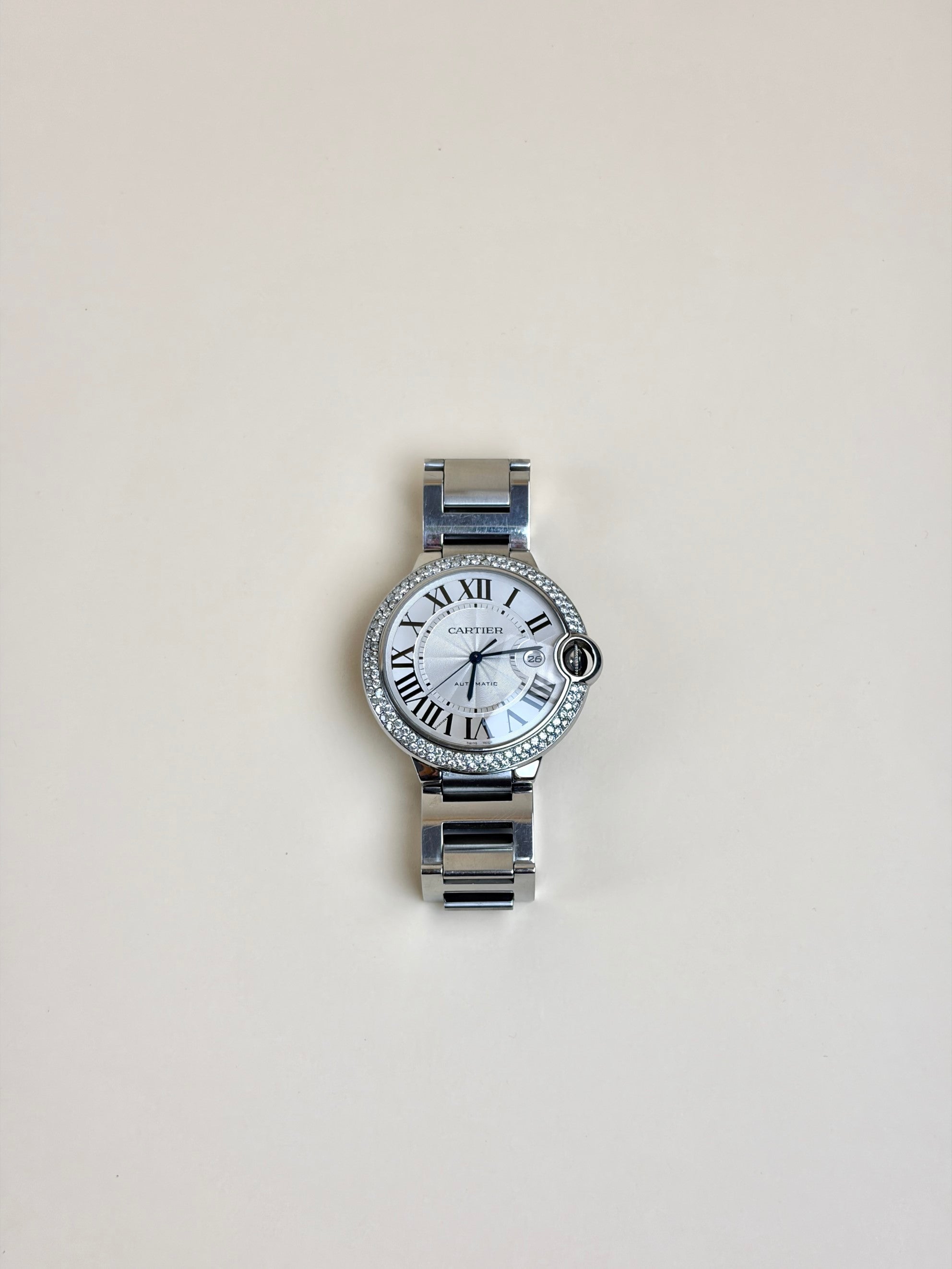Cartier ballon blue de cartier watch steel bezel set