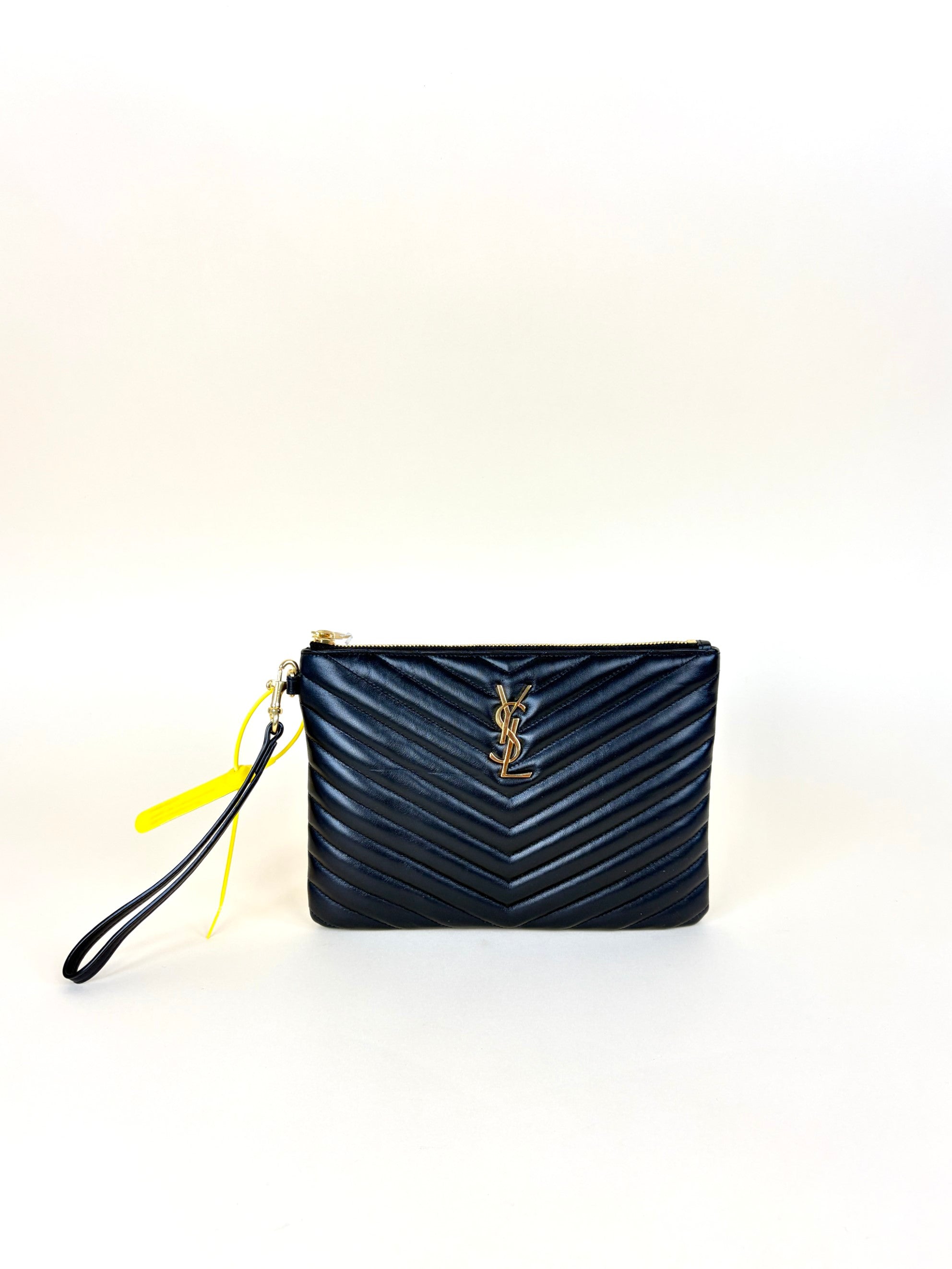 YSL Black Cassandre Quilted A5 Pouch