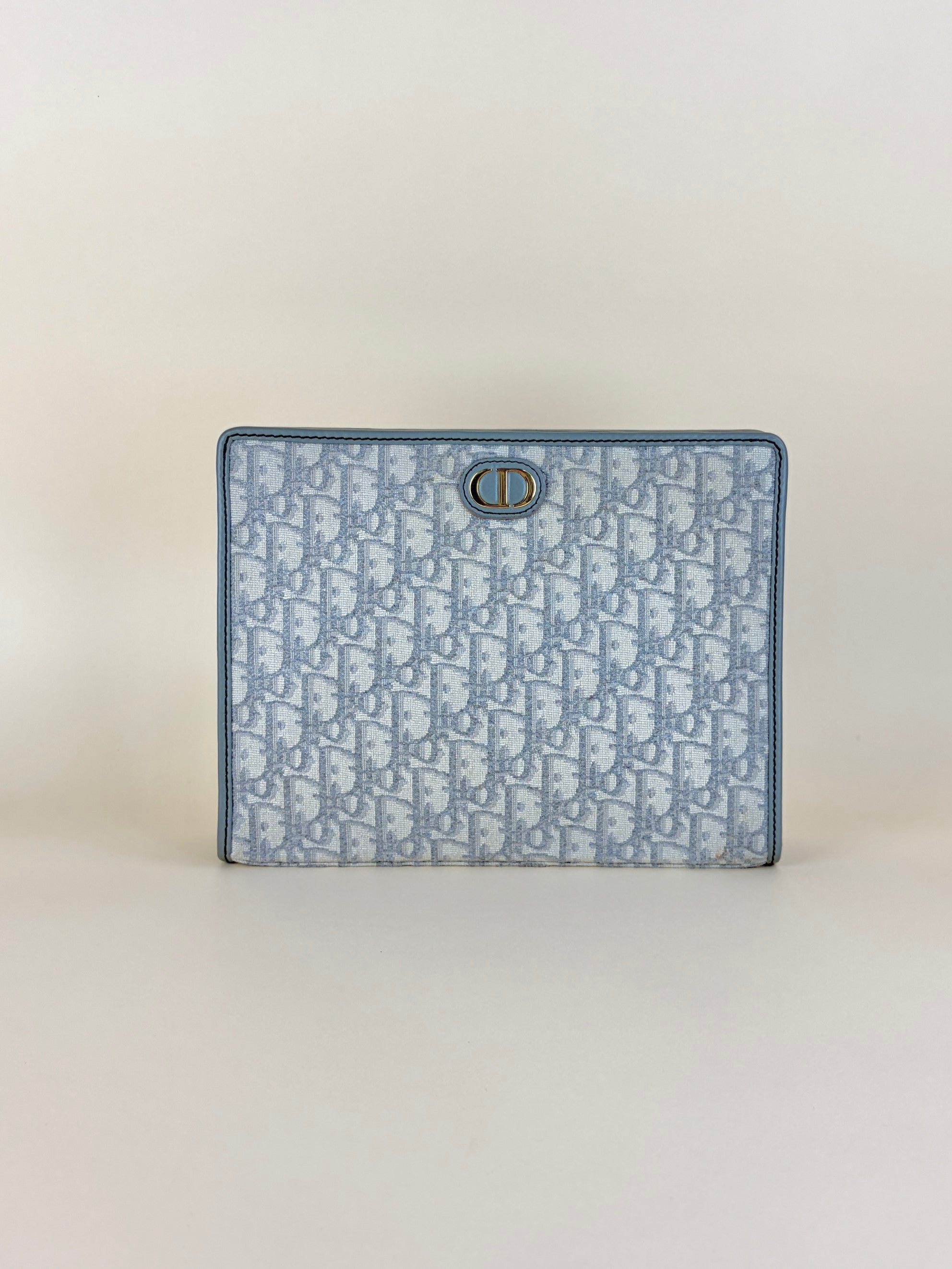 Dior grey oblique jacquard 30 Montaigne pouch clutch